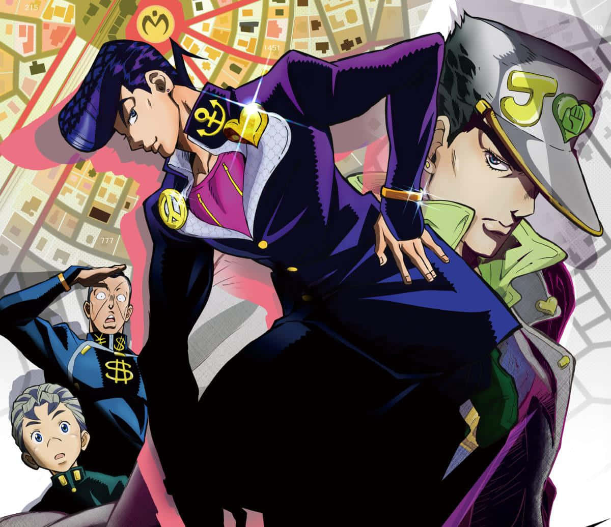 Josuke Higashikata, purple, gold, SD Desktop Wallpaper