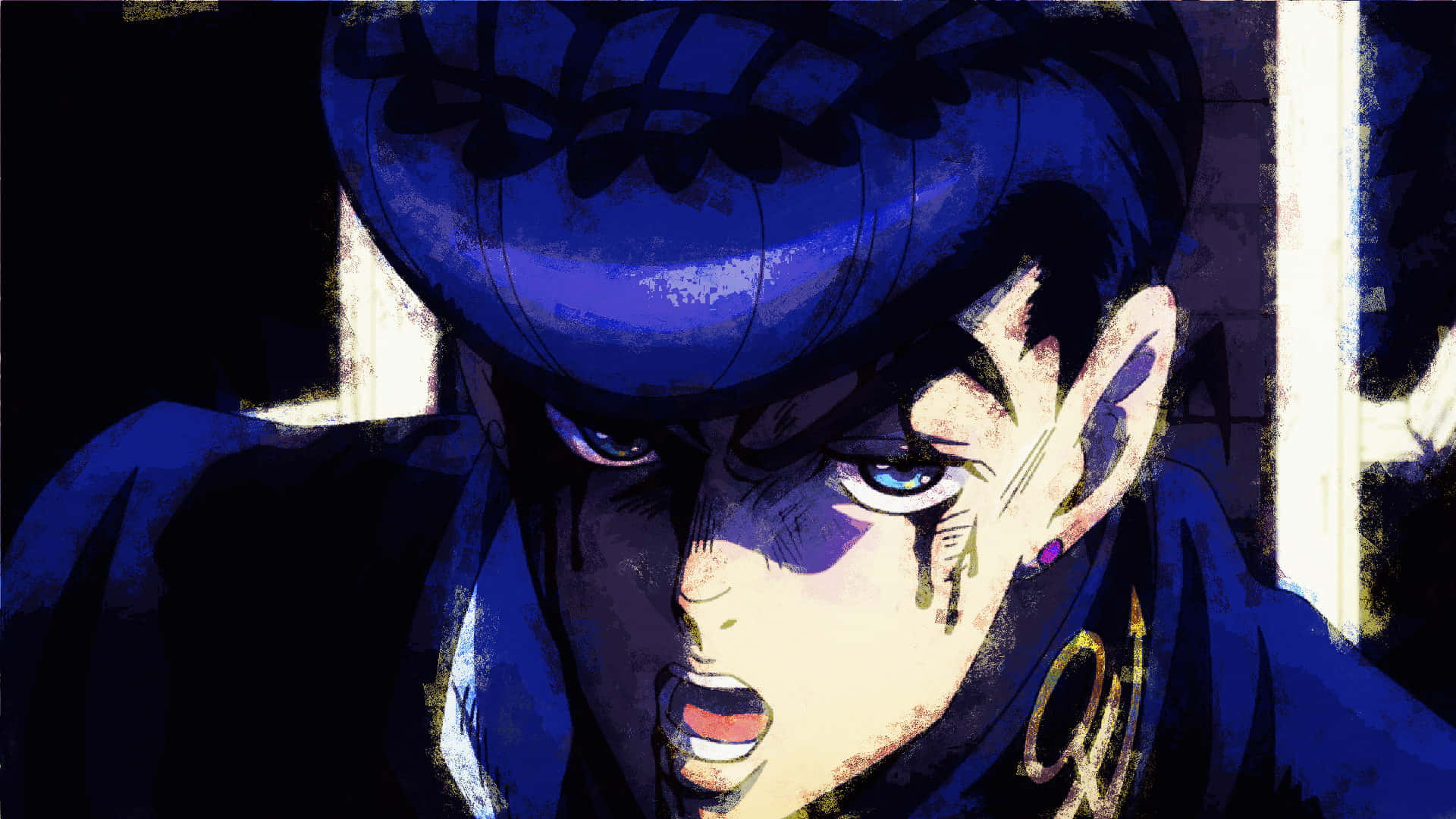 Josuke Higashikata, blue hair, intense eyes, Full HD Desktop Wallpaper