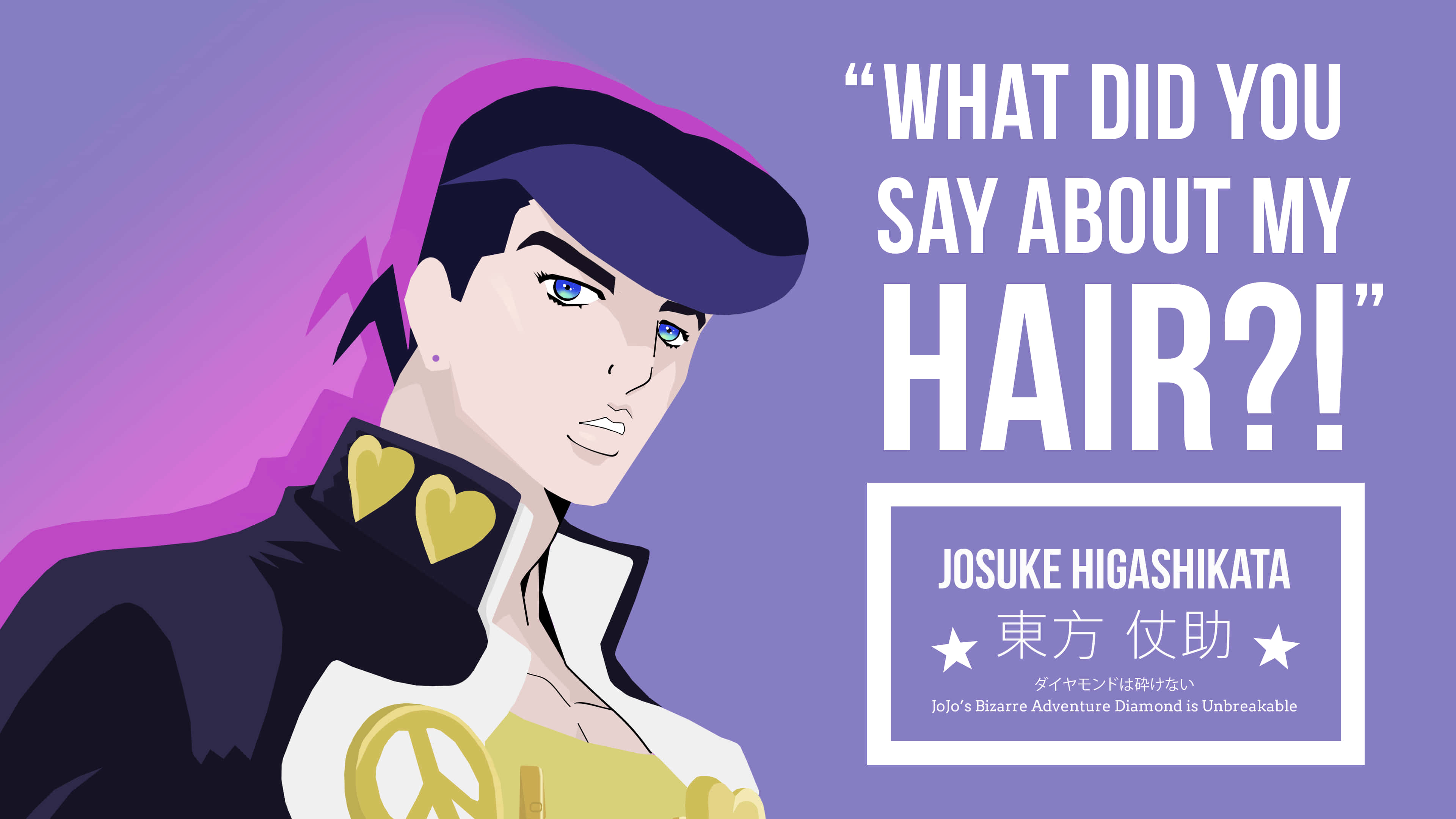 Josuke Higashikata, purple hair, gold heart collar, 4K Desktop Wallpaper