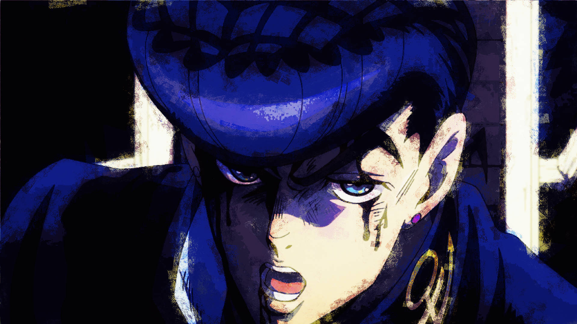 Josuke, blue hair, intense eyes, Full HD Desktop Wallpaper
