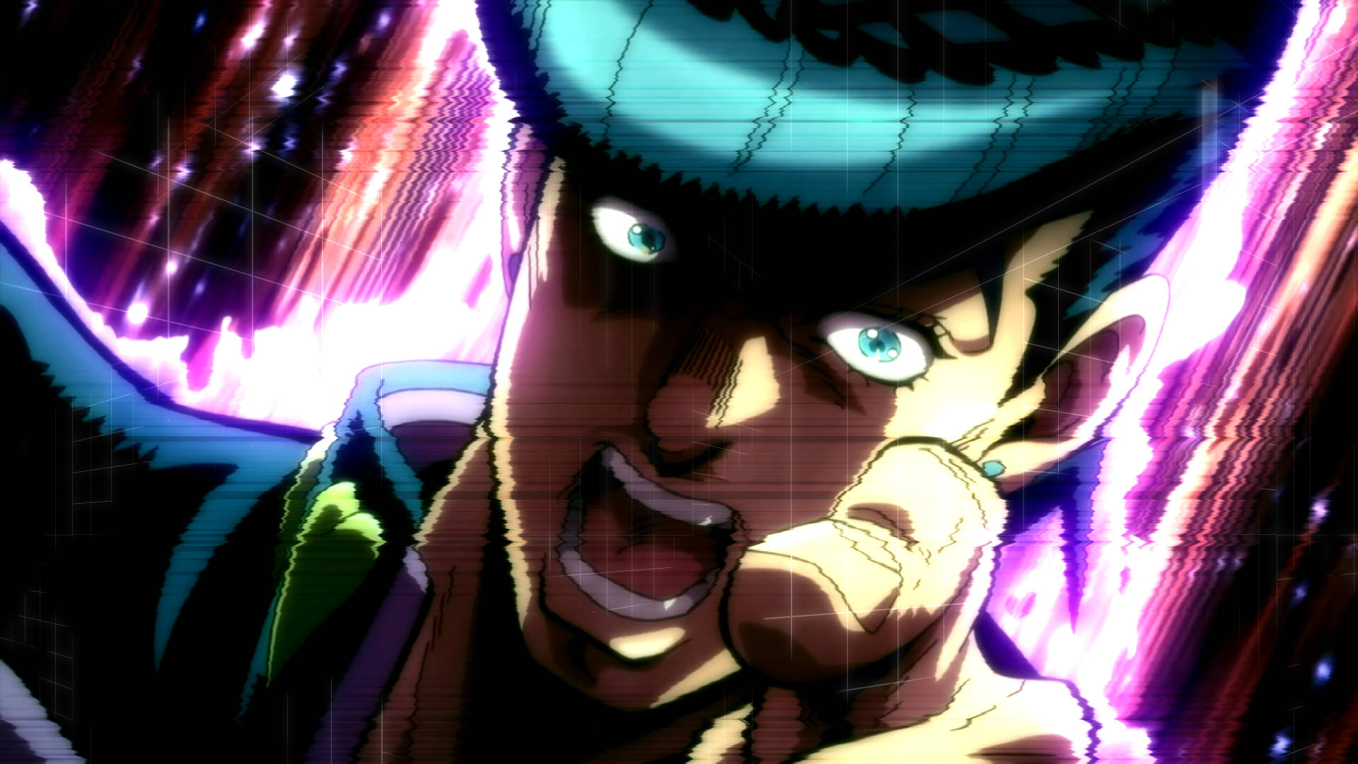 Josuke, teal hair, glowing eyes, Full HD Desktop Wallpaper