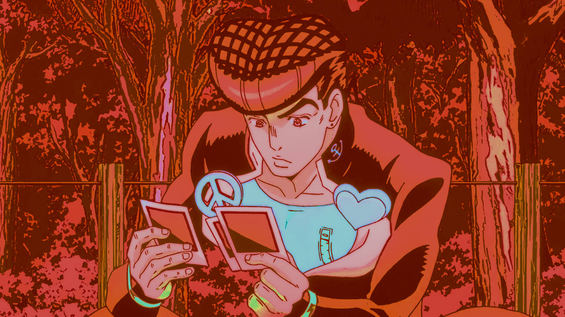 Josuke, heart-shaped hair, cards, Full HD Desktop Wallpaper