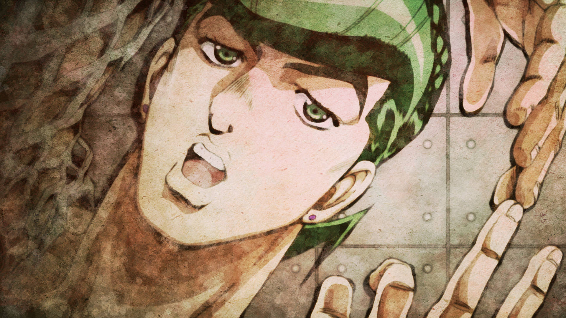 Josuke, green hair, chains, Full HD Desktop Wallpaper
