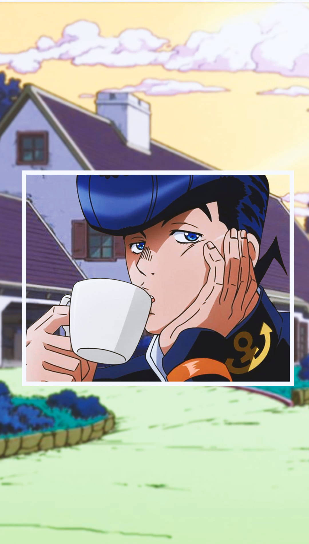 Josuke, anime character, sips coffee, HD Phone Wallpaper