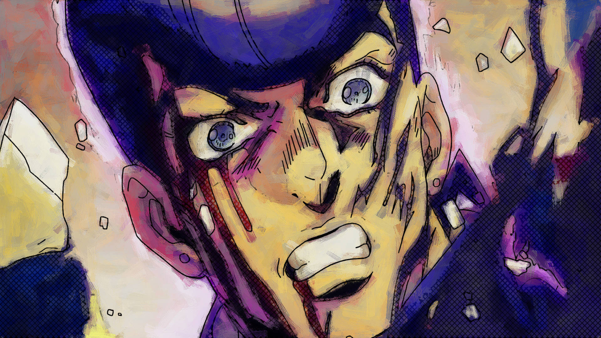 Josuke, blue eyes, bloodied face, Full HD Desktop Wallpaper