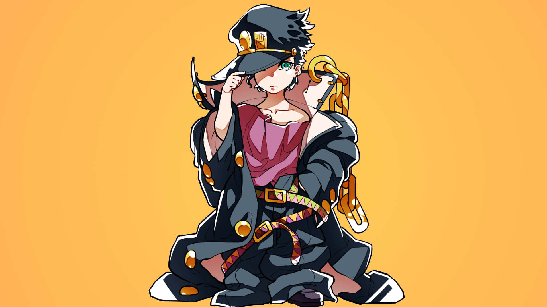 Jotaro Kujo, spiky hair, hat, Full HD Desktop Wallpaper