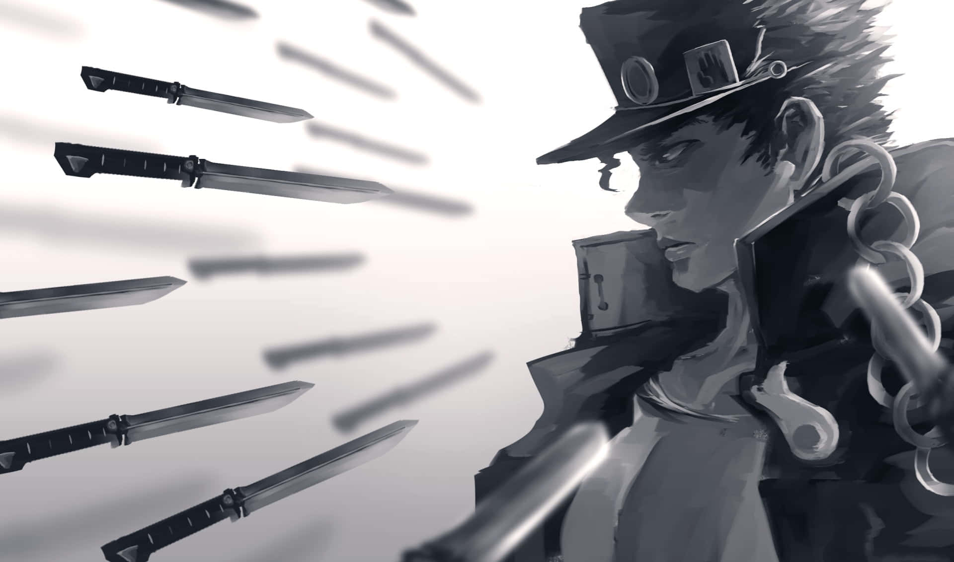 Jotaro Kujo, top hat, chain, Full HD Desktop Wallpaper