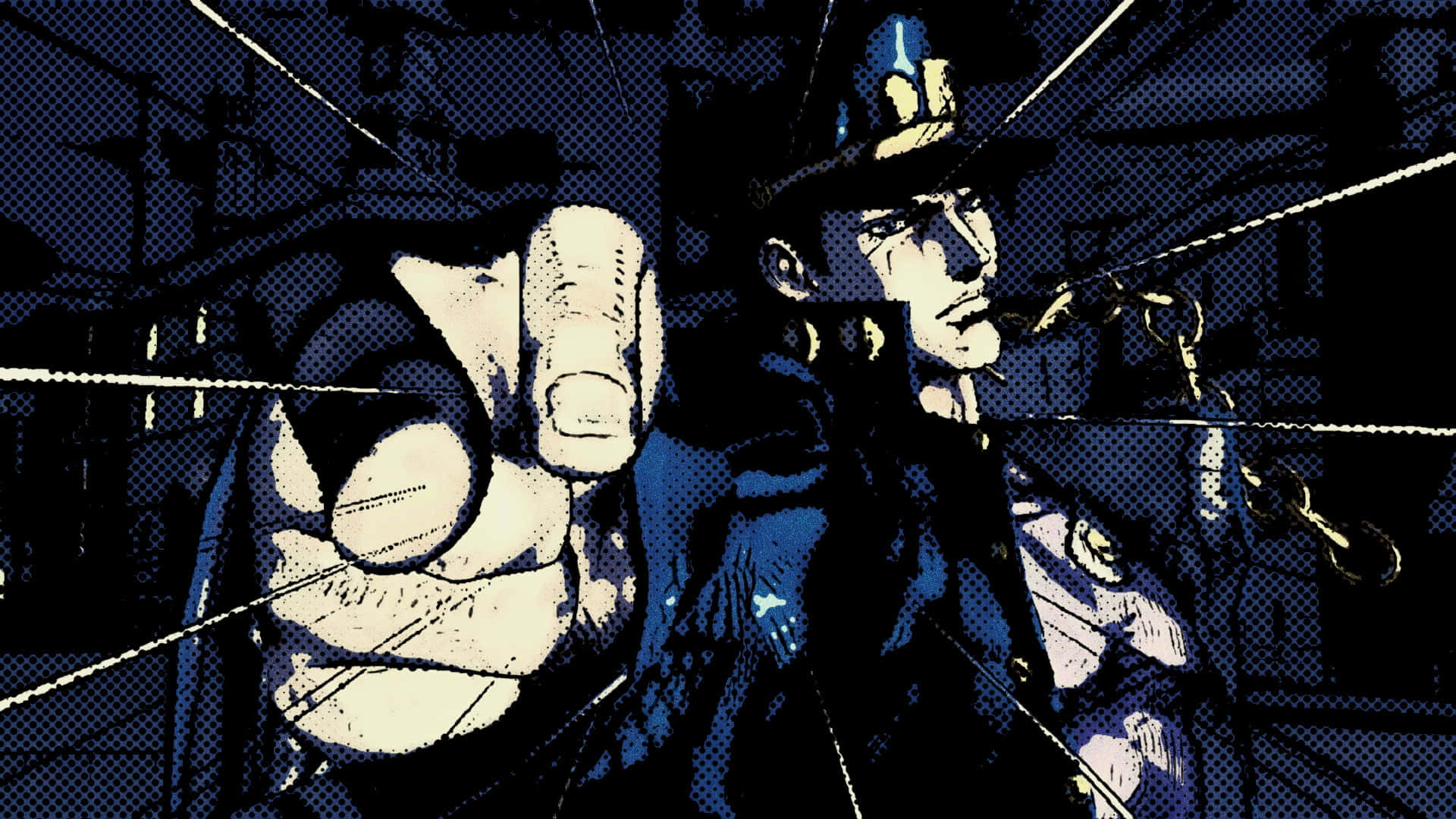 Jotaro Kujo, fedora, night cityscape, Full HD Desktop Wallpaper