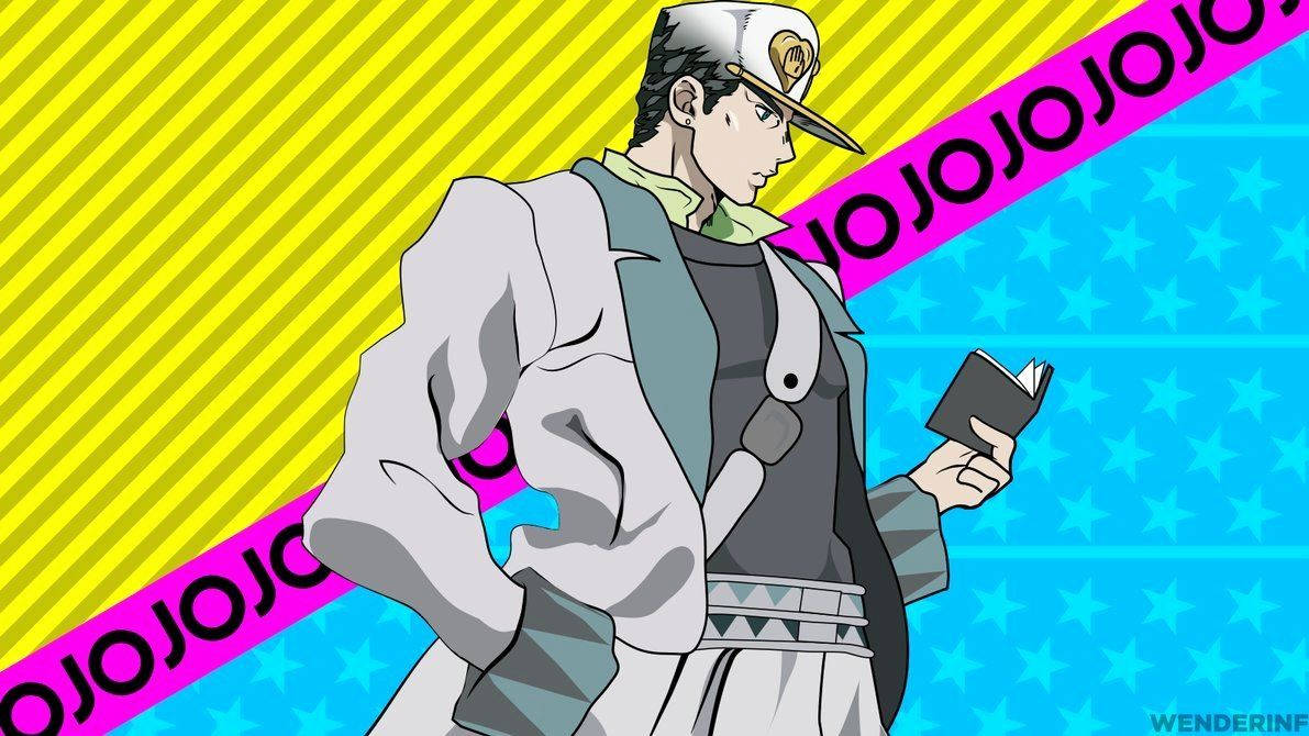 Jotaro Kujo, white jacket, cap, SD Desktop Wallpaper