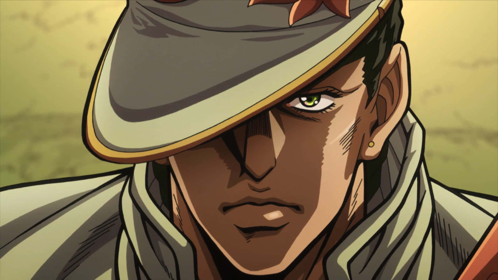 Jotaro Kujo, green eye, military-style hat, Full HD Desktop Wallpaper