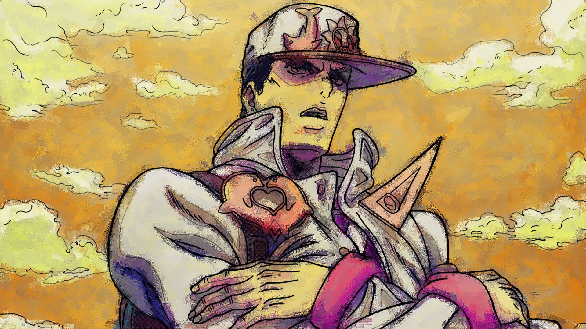 Jotaro Kujo, cap, coat, Full HD Desktop Wallpaper