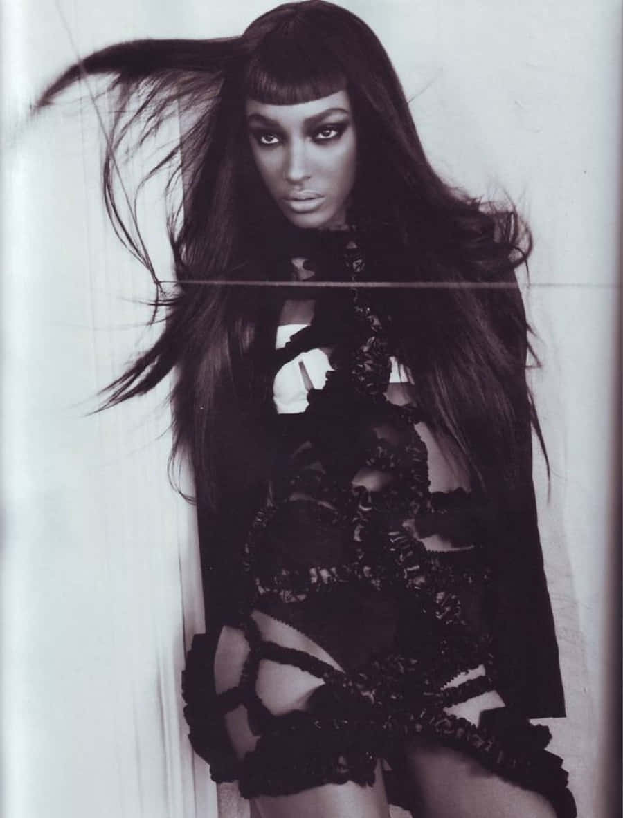 Jourdan Dunn, black outfit, lace outfit, SD Phone Wallpaper