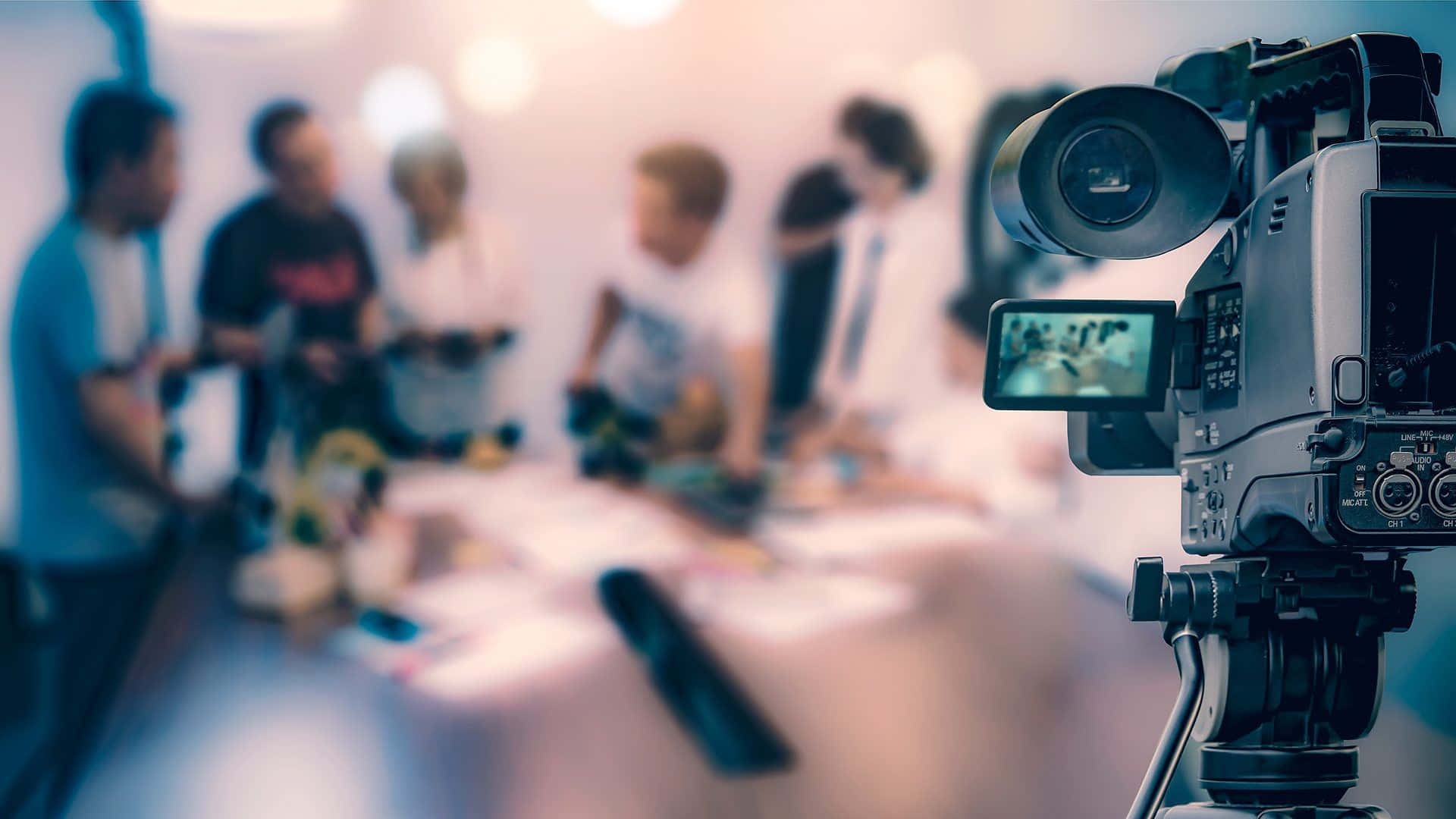 Journalism, video camera, tripod, Full HD Desktop Wallpaper