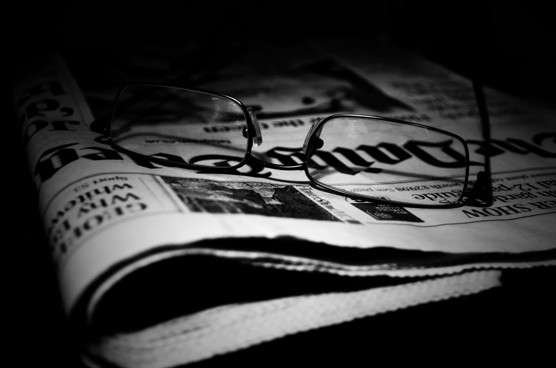 Journalism, glasses, folded newspaper, Full HD Desktop Wallpaper