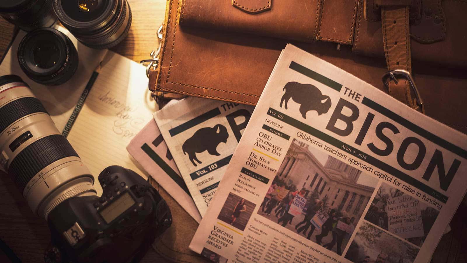 Journalism, bison mascot, vintage newspaper, HD Desktop Wallpaper