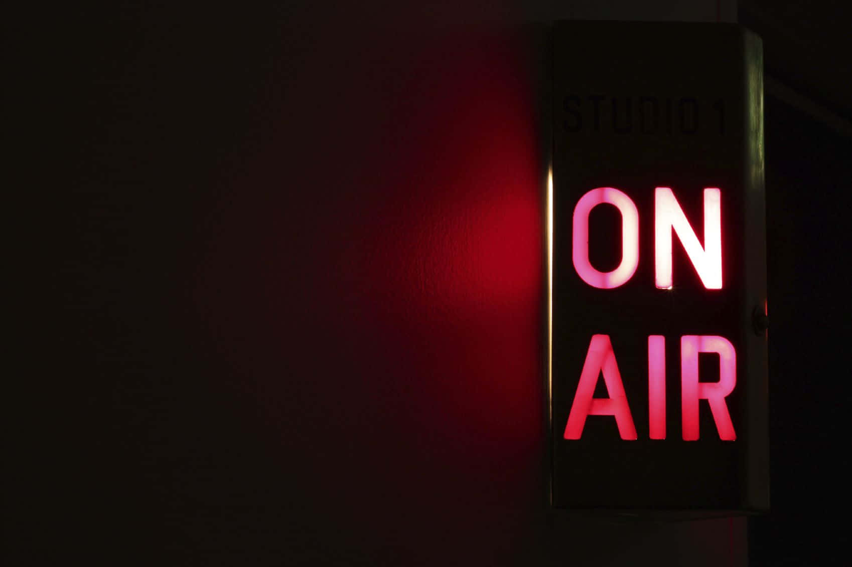 ON AIR, glowing red neon, dark wall, HD Desktop Wallpaper