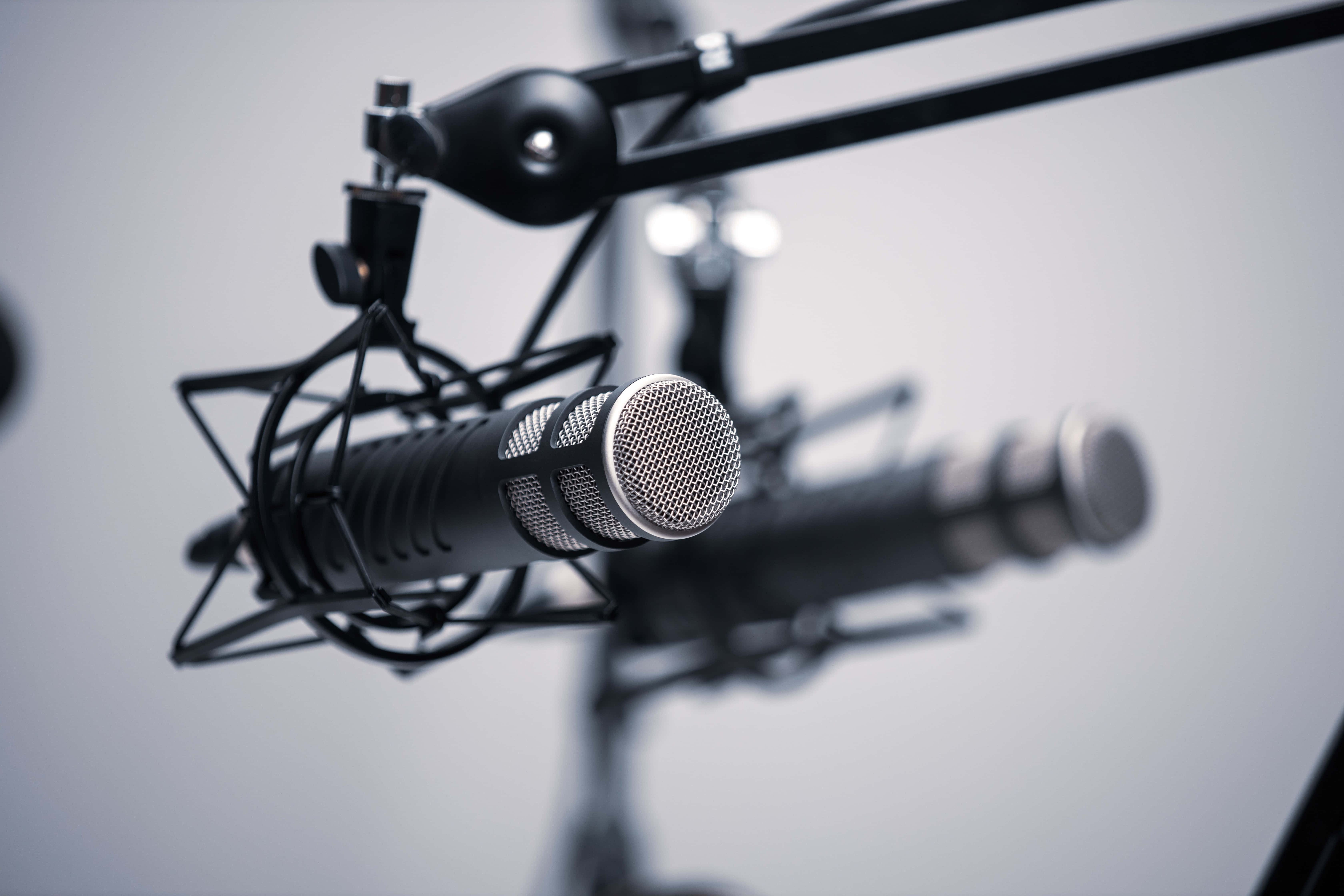 Journalism, studio microphone, boom arm, 5K Desktop Wallpaper