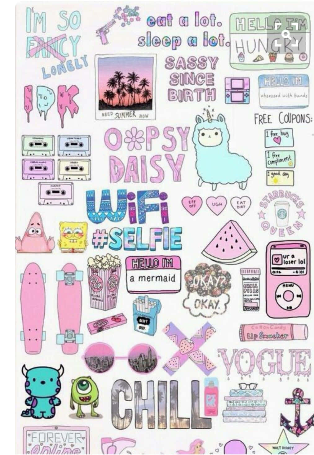 cute things, pastel colors, cartoon characters, HD Phone Wallpaper