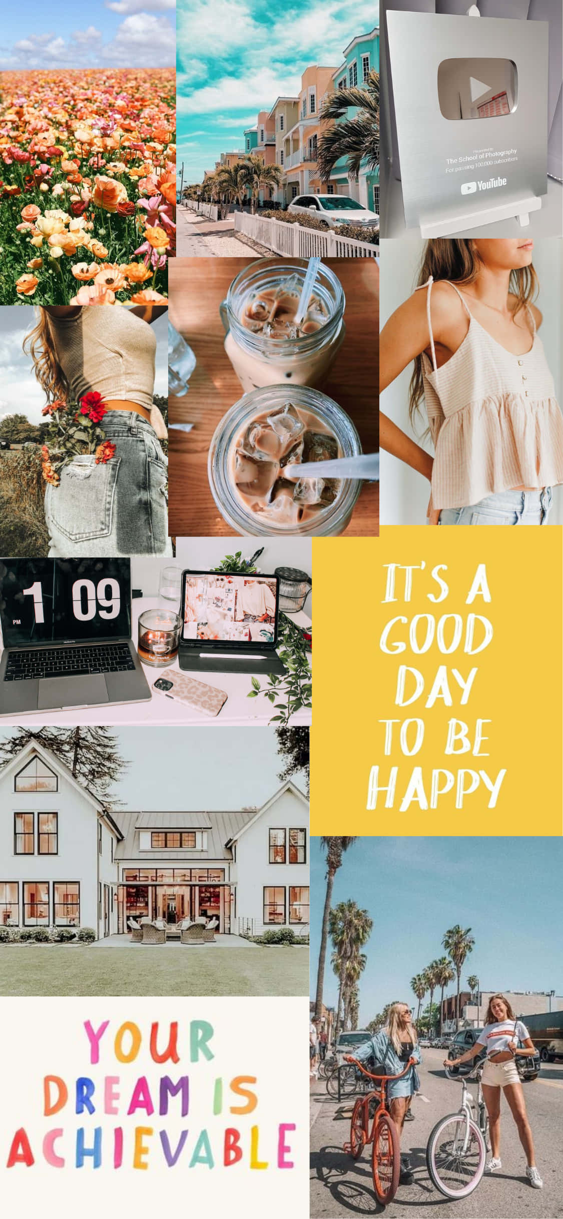 vision board, it's a good day to be happy, summer scenes, Full HD Phone Wallpaper