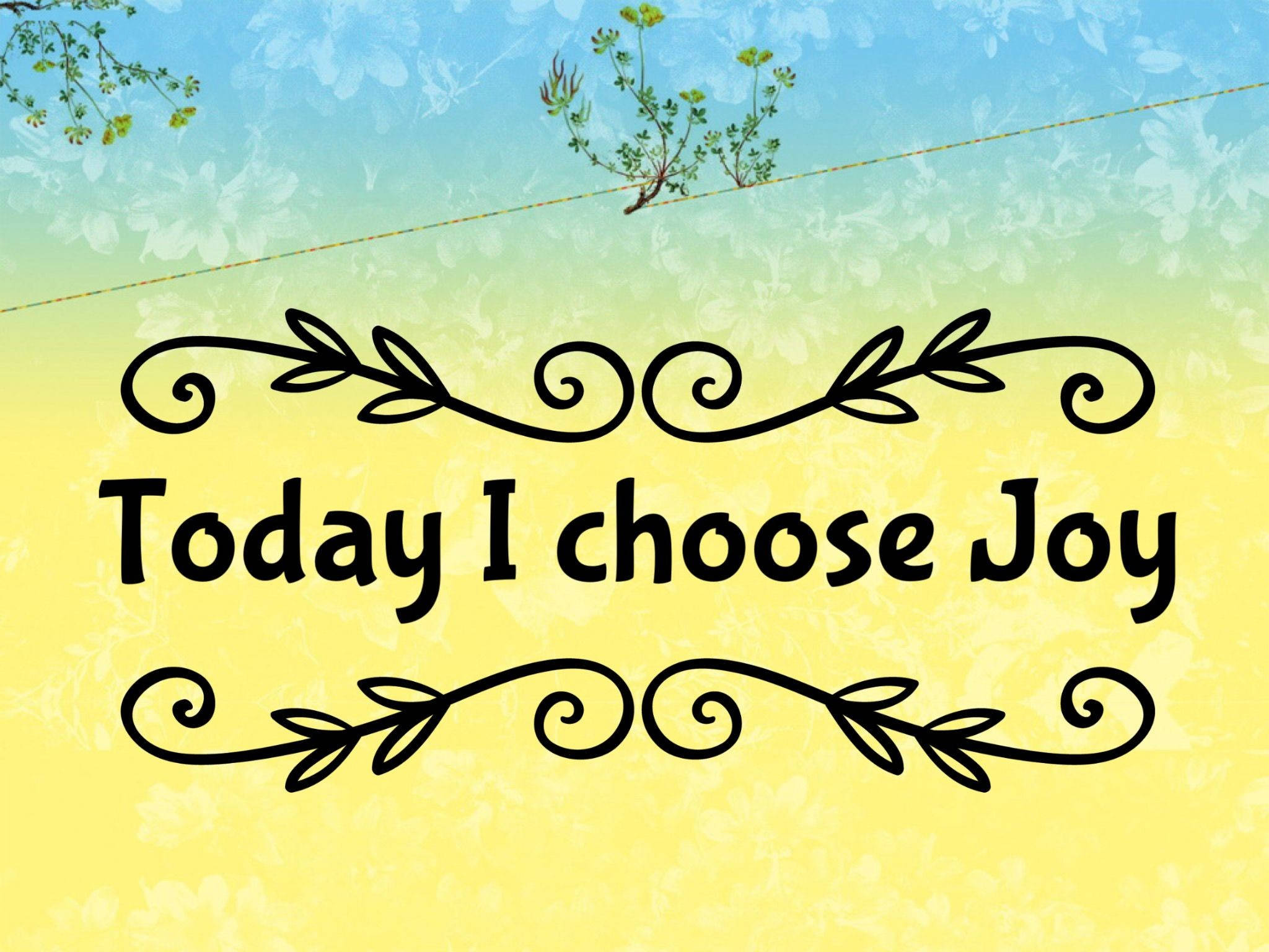 yellow and blue joy, black scrollwork, soft yellow to blue gradient, Full HD Desktop Wallpaper