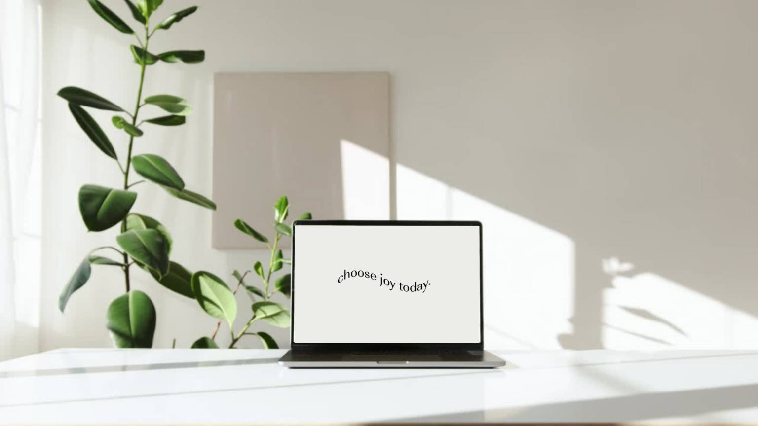 minimalist joy desktop, white desk, sunlight, HD Desktop Wallpaper
