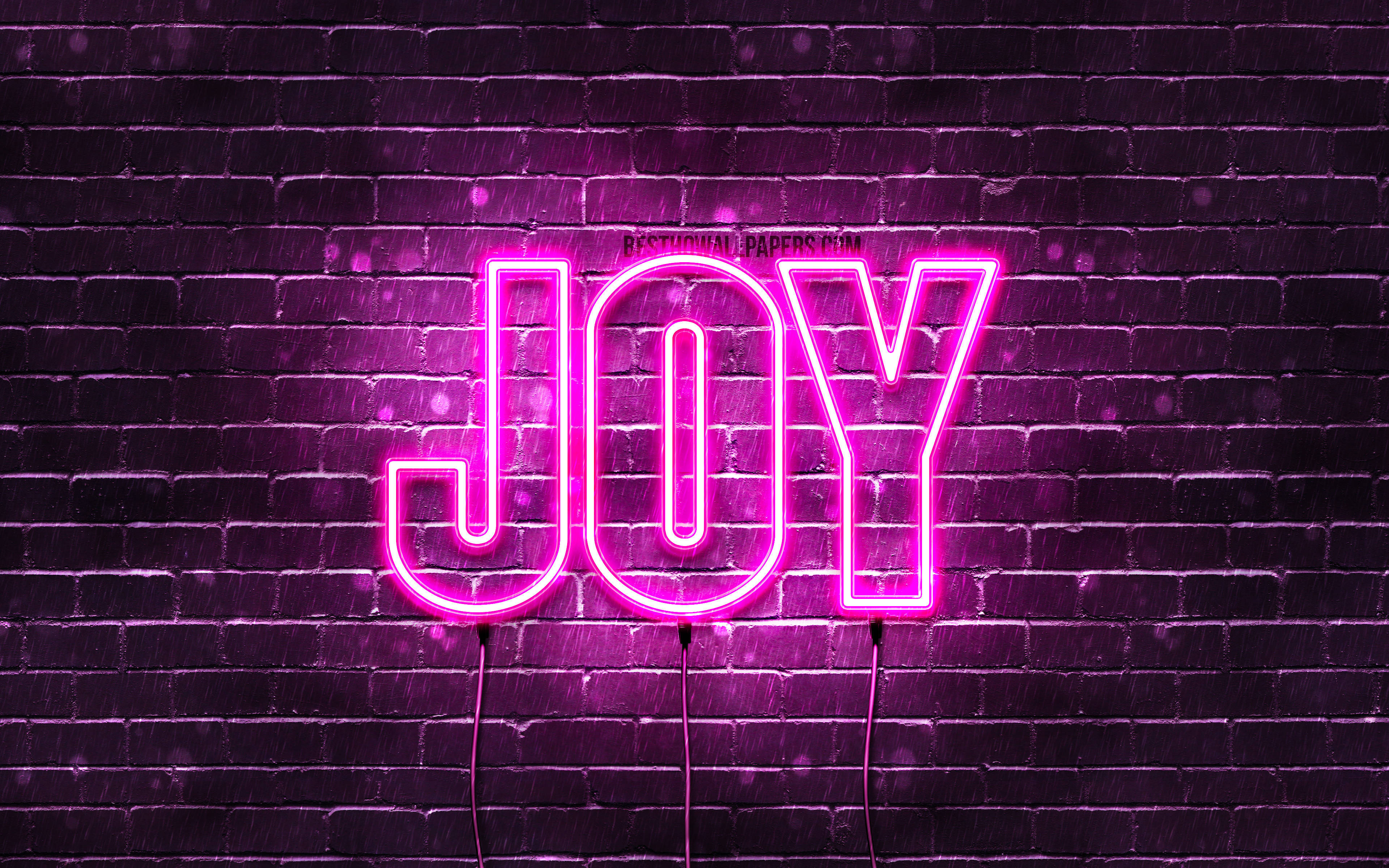 Pink Joy, neon sign, JOY, 4K Desktop Wallpaper