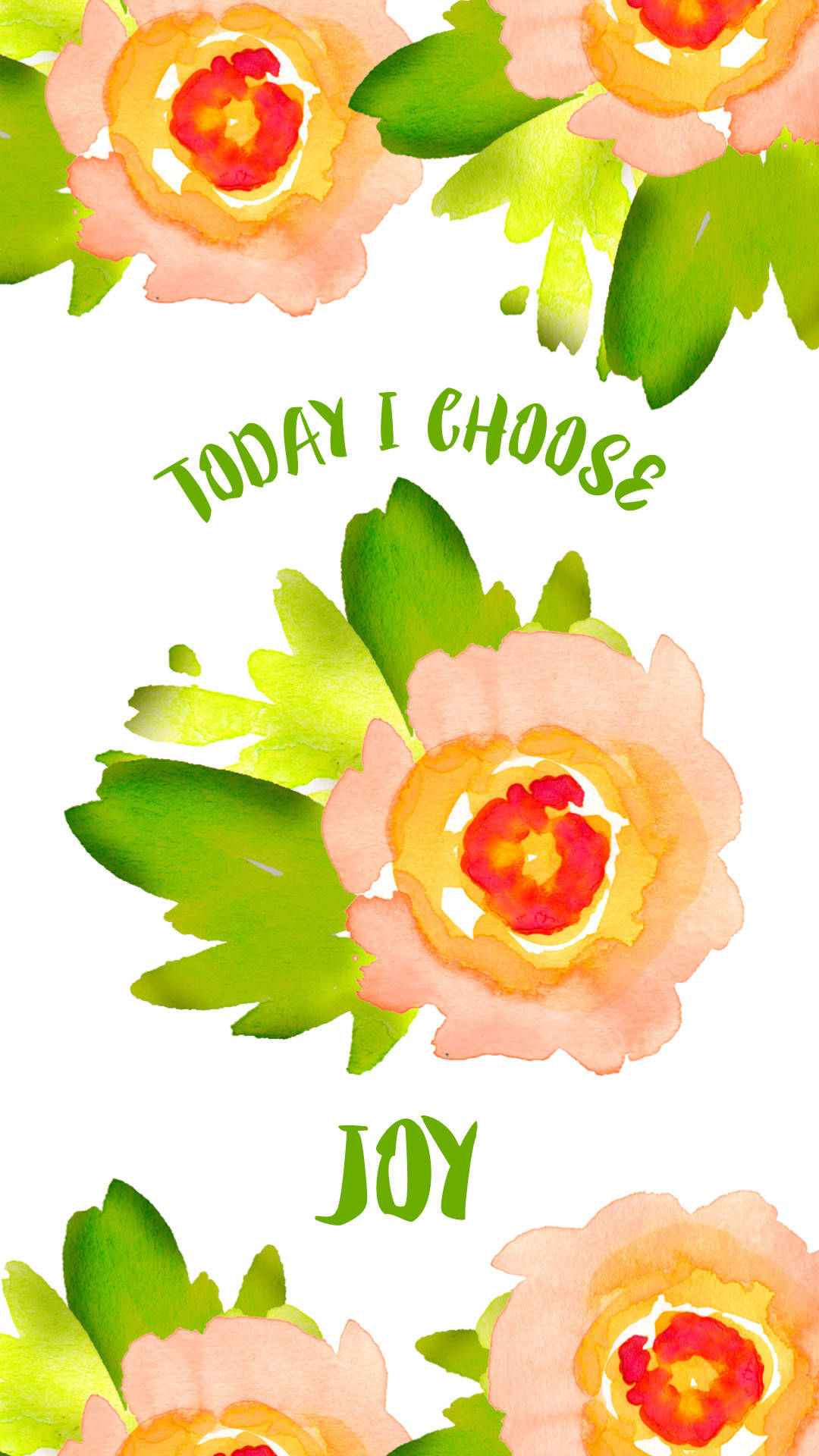 Joy, peach flower, watercolor flowers, Full HD Phone Wallpaper