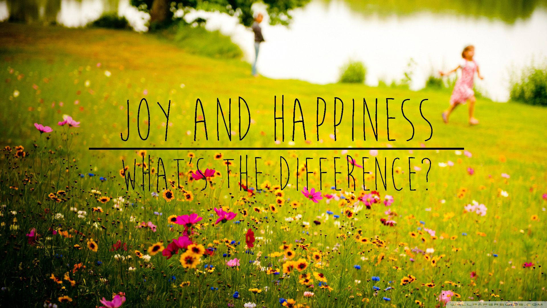 meadow, wildflowers, children, Full HD Desktop Wallpaper