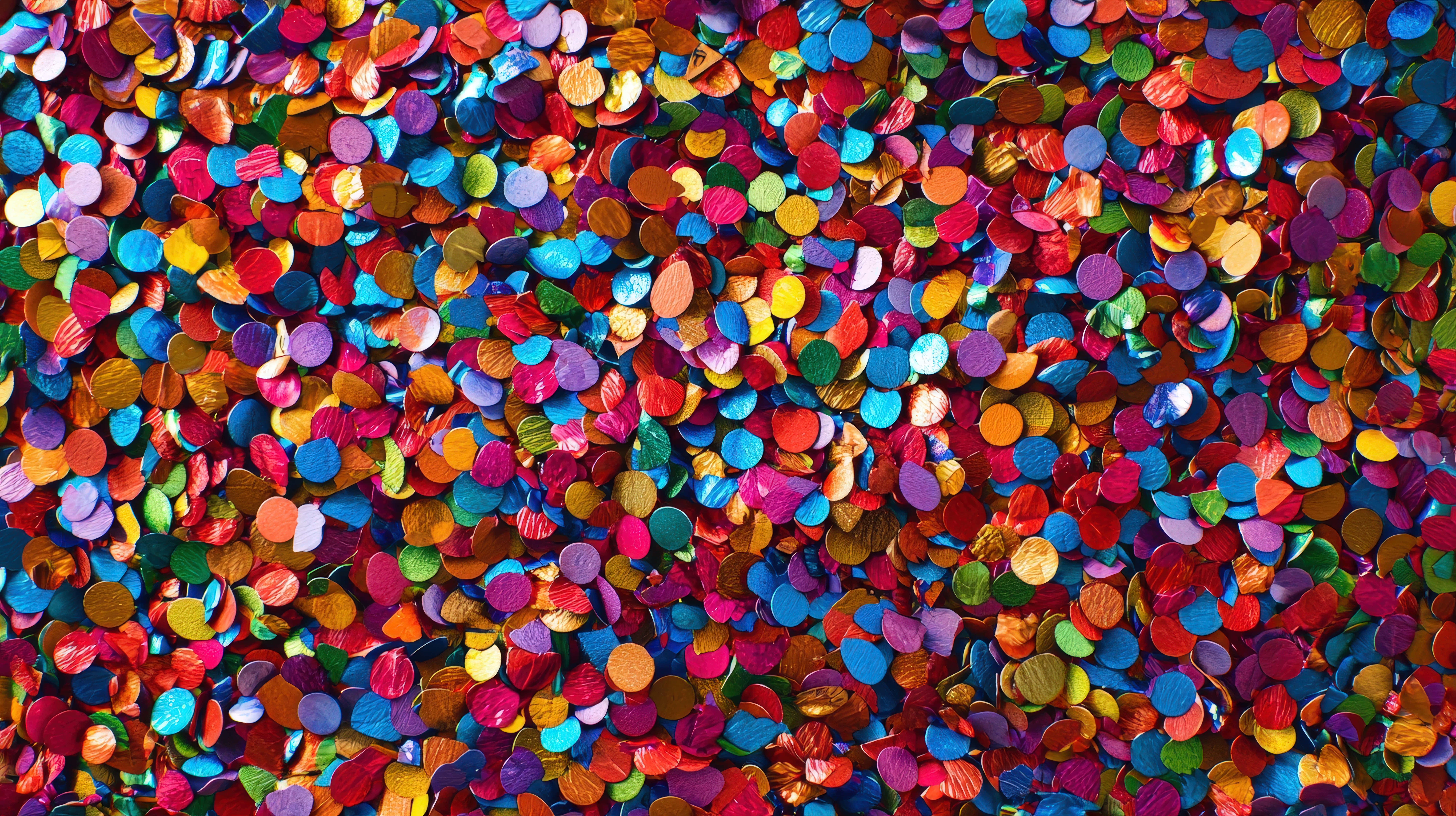 multicolored metallic confetti, dense field, shimmering, 8K Desktop Wallpaper