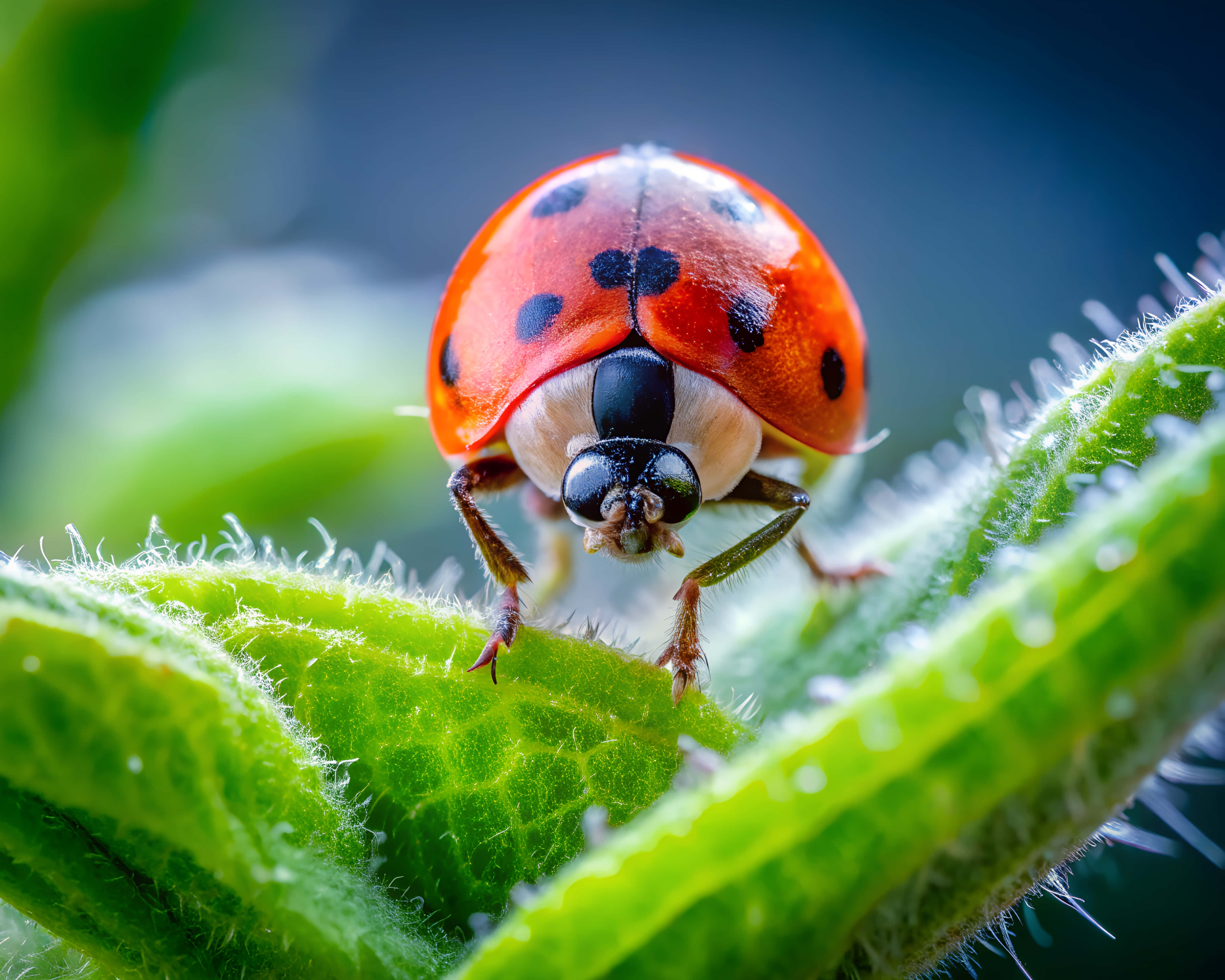 little ladybug, vibrant red, black spots, 4K Desktop Wallpaper
