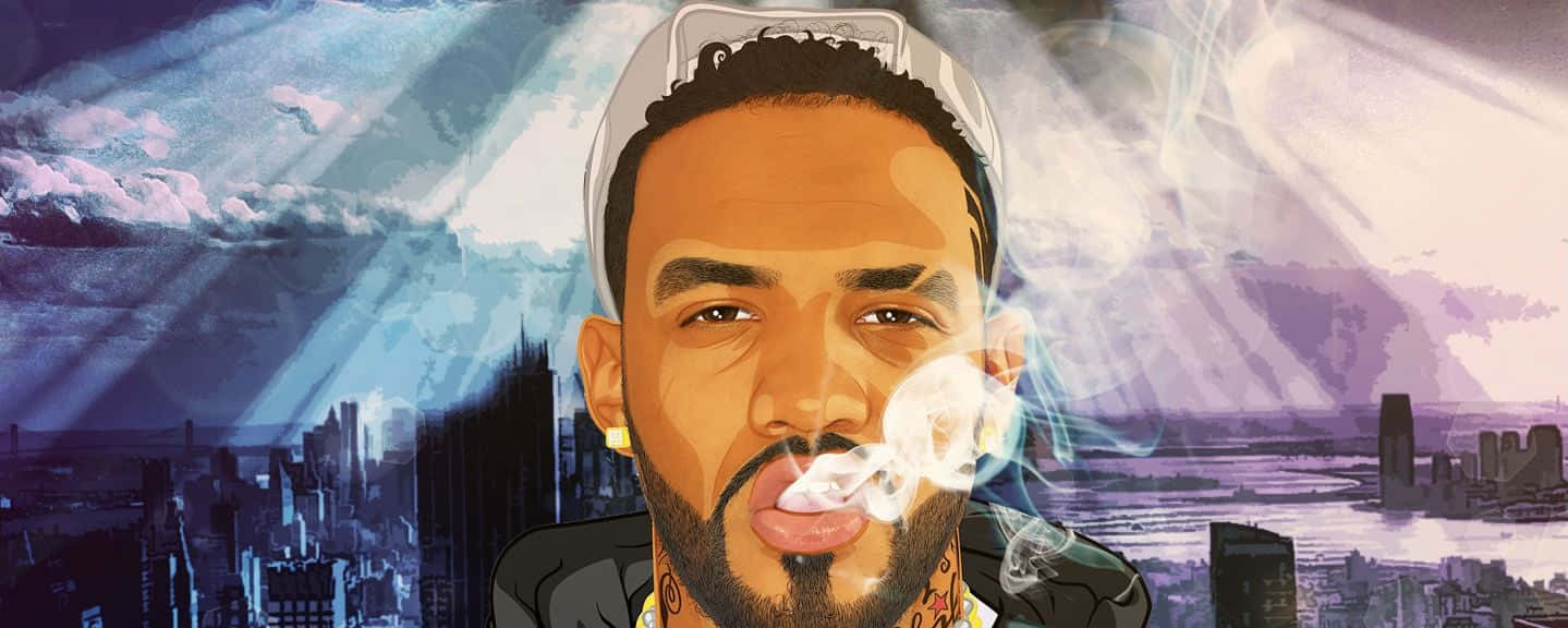 Joyner Lucas, city skyline, radiant light beams, HD Desktop Wallpaper
