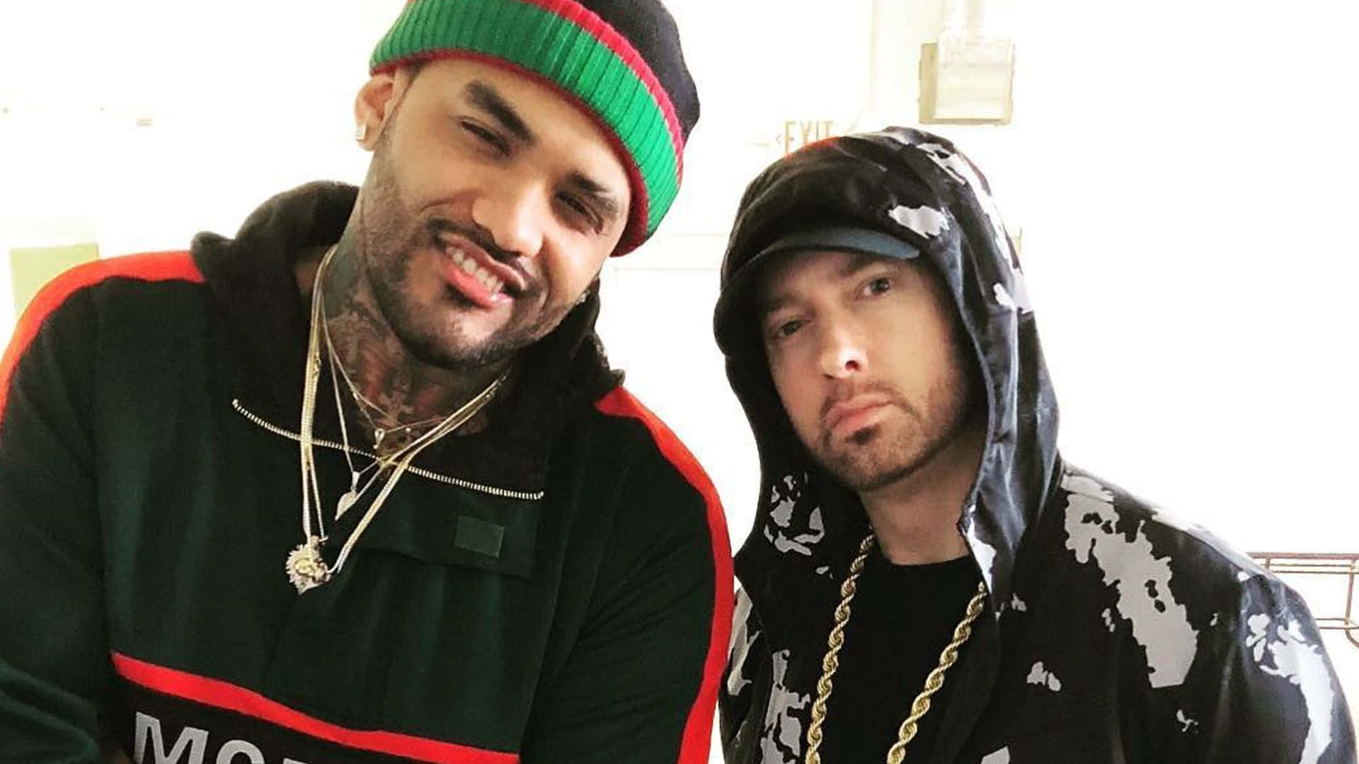 Joyner Lucas, green beanie, camouflage hoodie, Full HD Desktop Wallpaper
