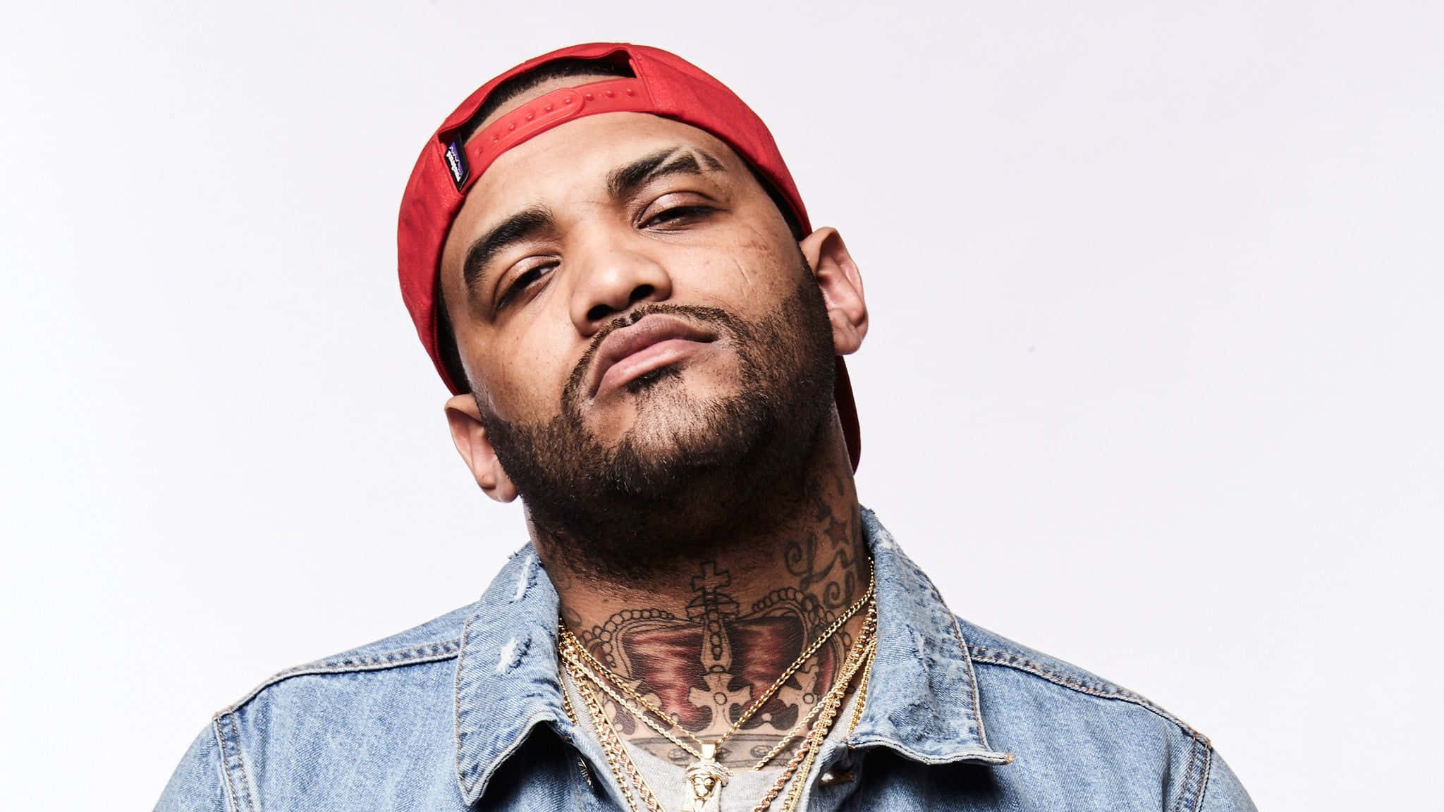 Joyner Lucas, red cap, denim jacket, Full HD Desktop Wallpaper