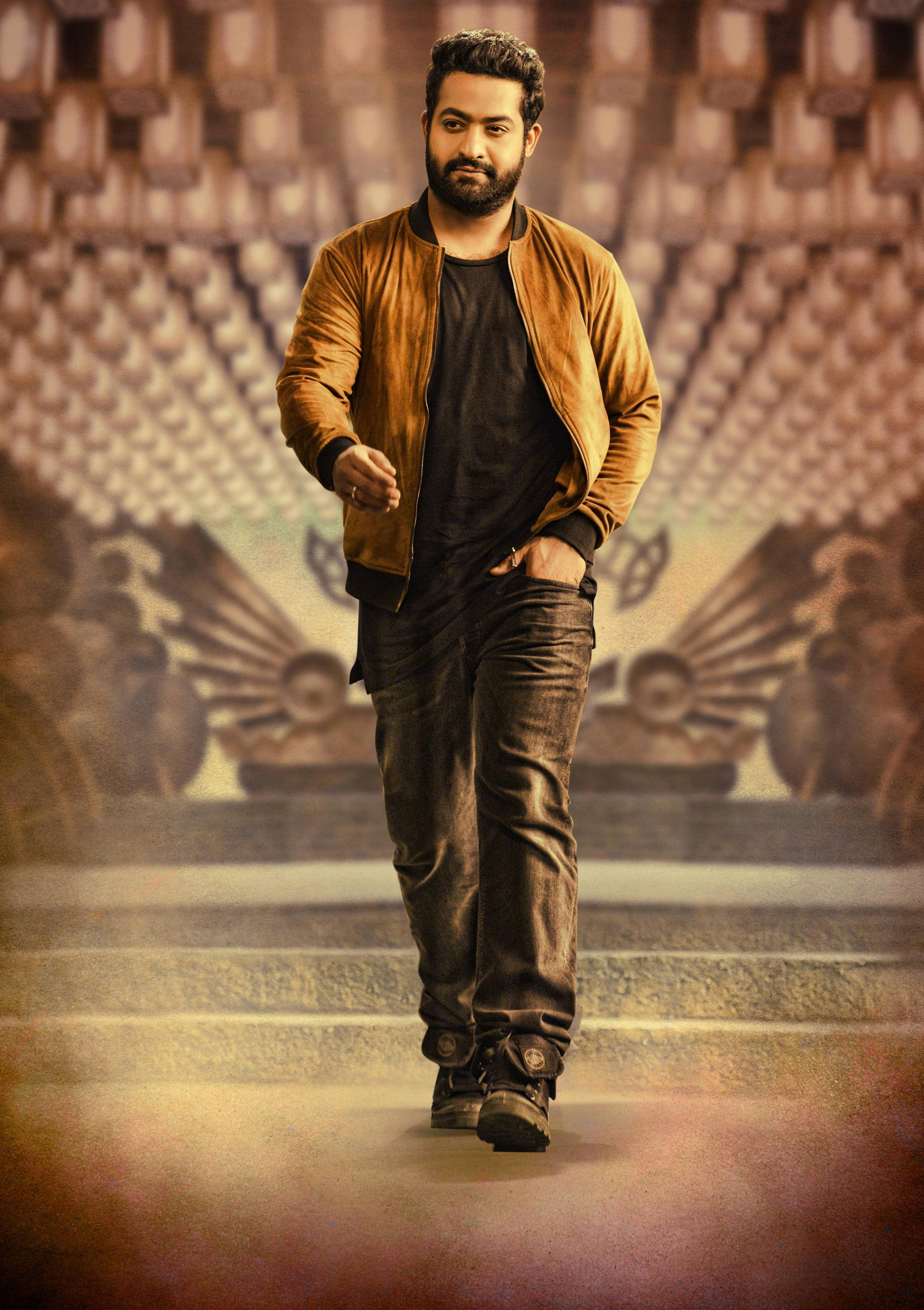 Jr Ntr, brown outfit, brown jacket, 2K Phone Wallpaper
