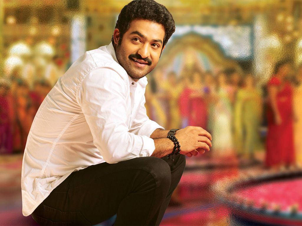 Jr Ntr, white shirt, festive backdrop, SD Desktop Wallpaper