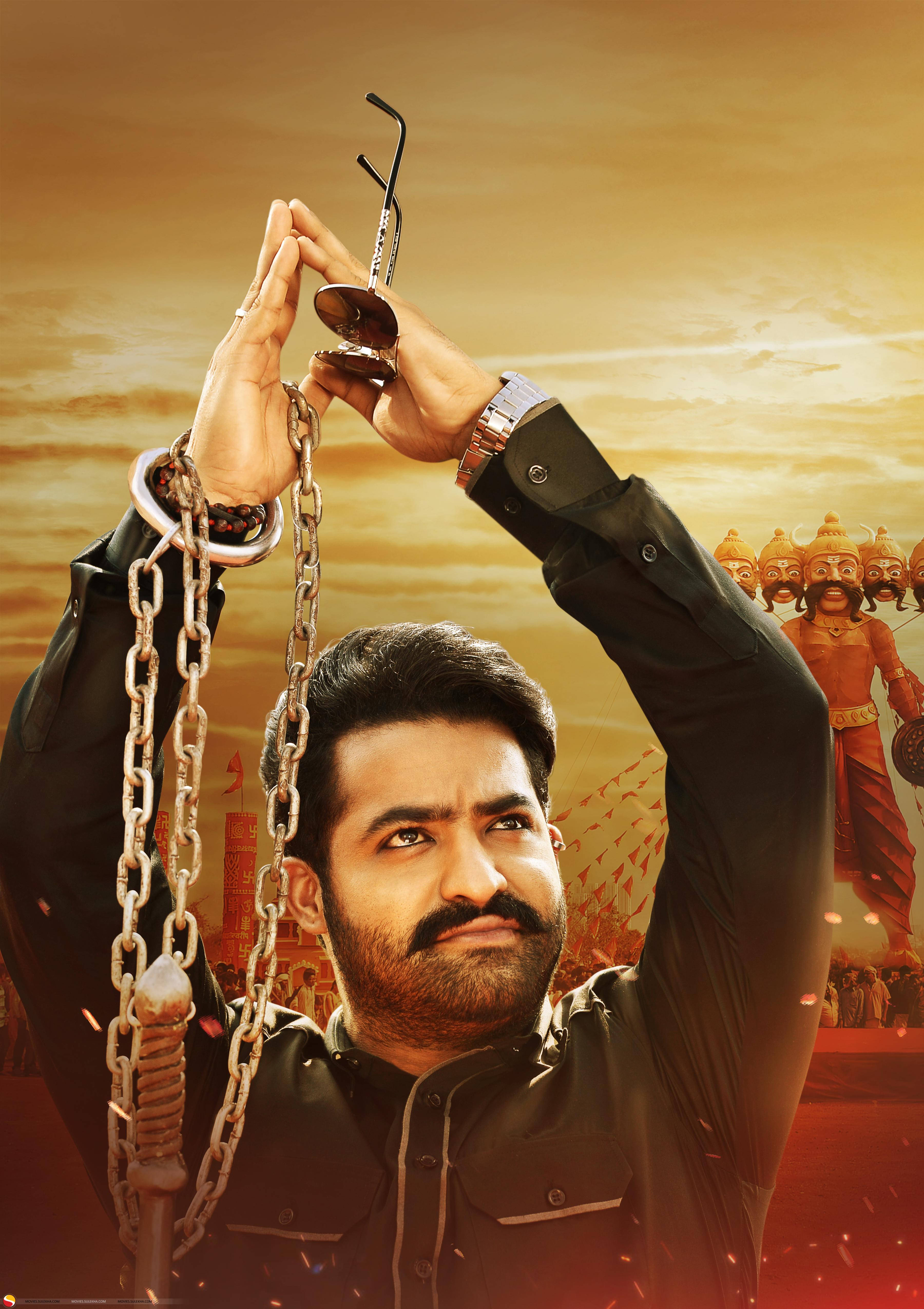 Jr Ntr, black shirt, chains, 4K Phone Wallpaper