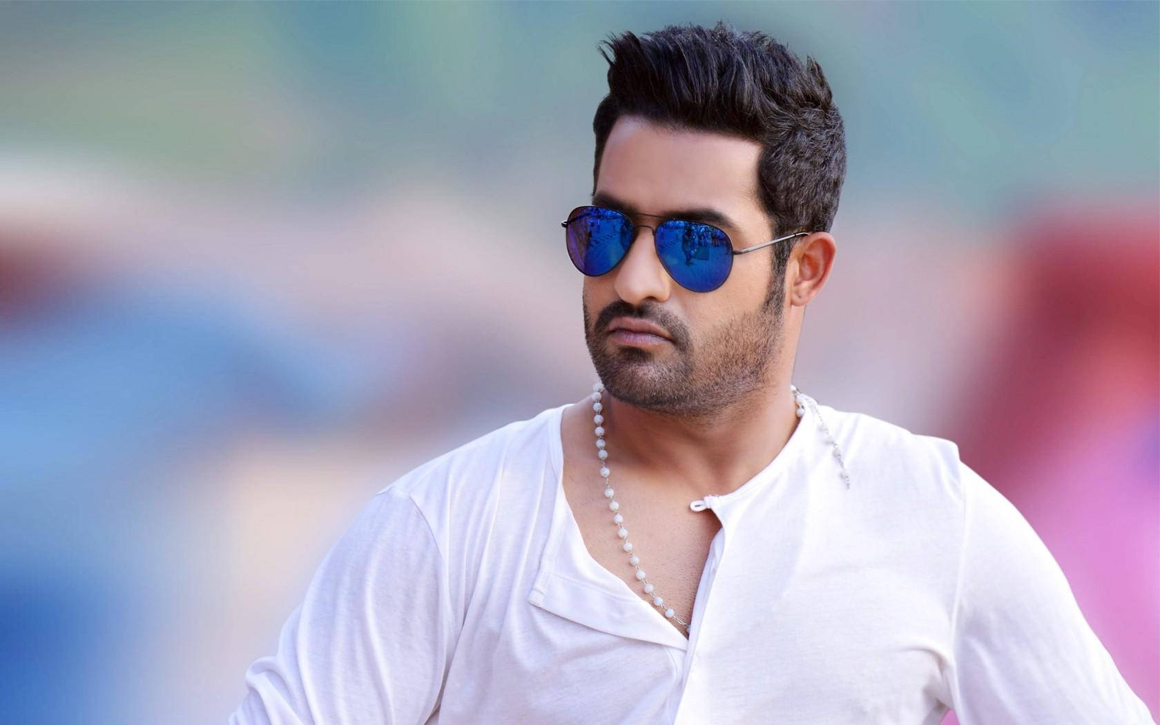Jr Ntr, blue mirrored sunglasses, white shirt, HD Desktop Wallpaper