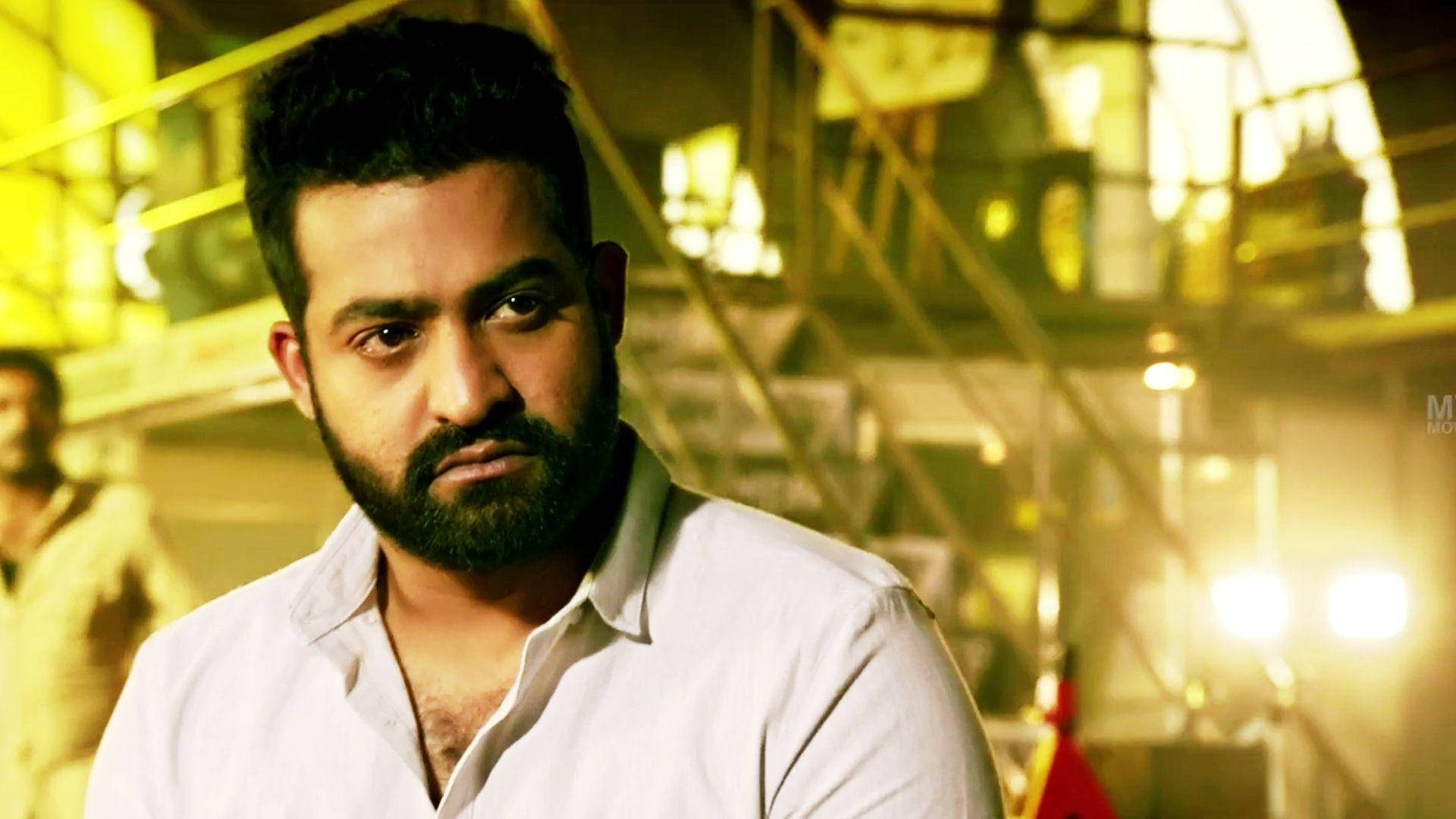 Jr Ntr, beard, warm yellow lights, Full HD Desktop Wallpaper