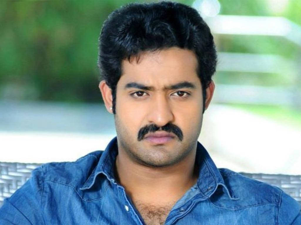 Jr Ntr, mustache, blue denim shirt, SD Desktop Wallpaper