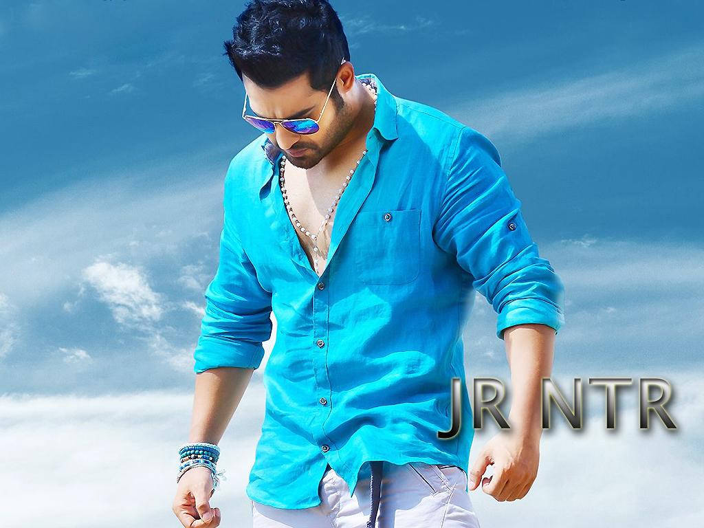 Jr Ntr, bright blue shirt, sunglasses, SD Desktop Wallpaper