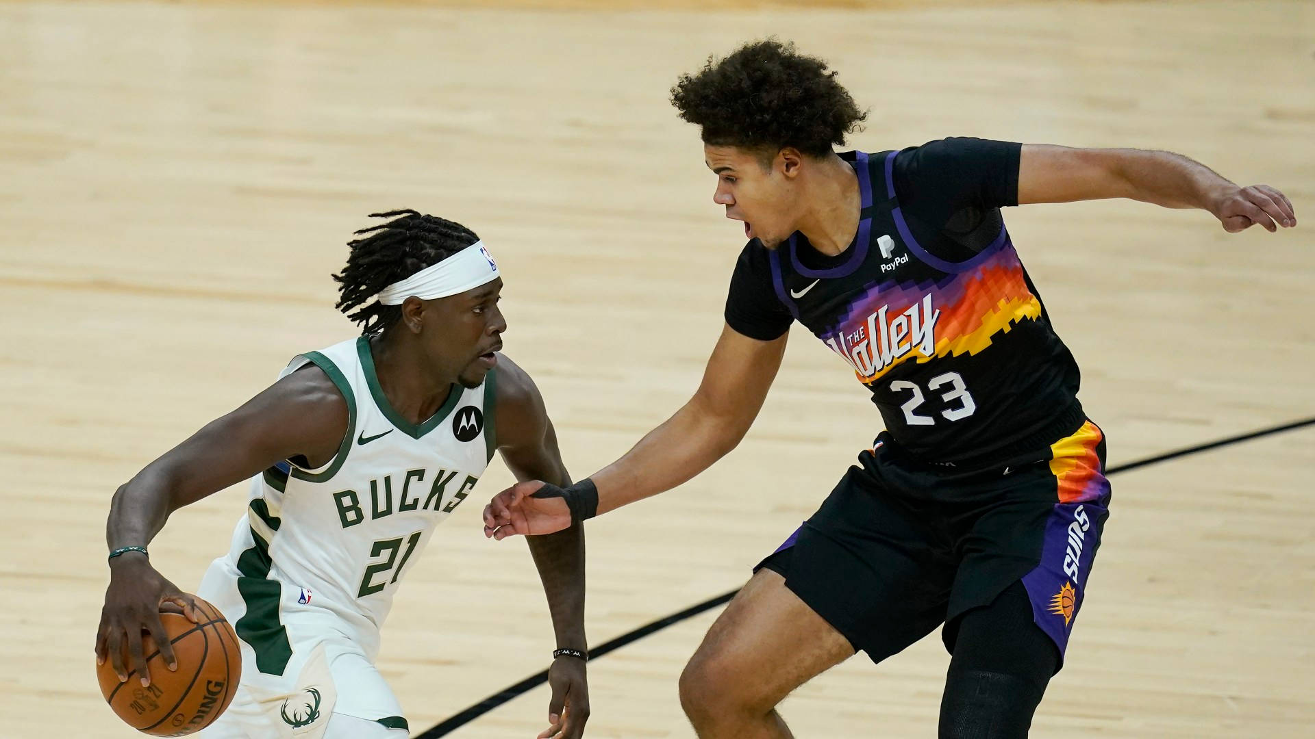 Jrue Holiday, fast break, hardwood court, Full HD Desktop Wallpaper