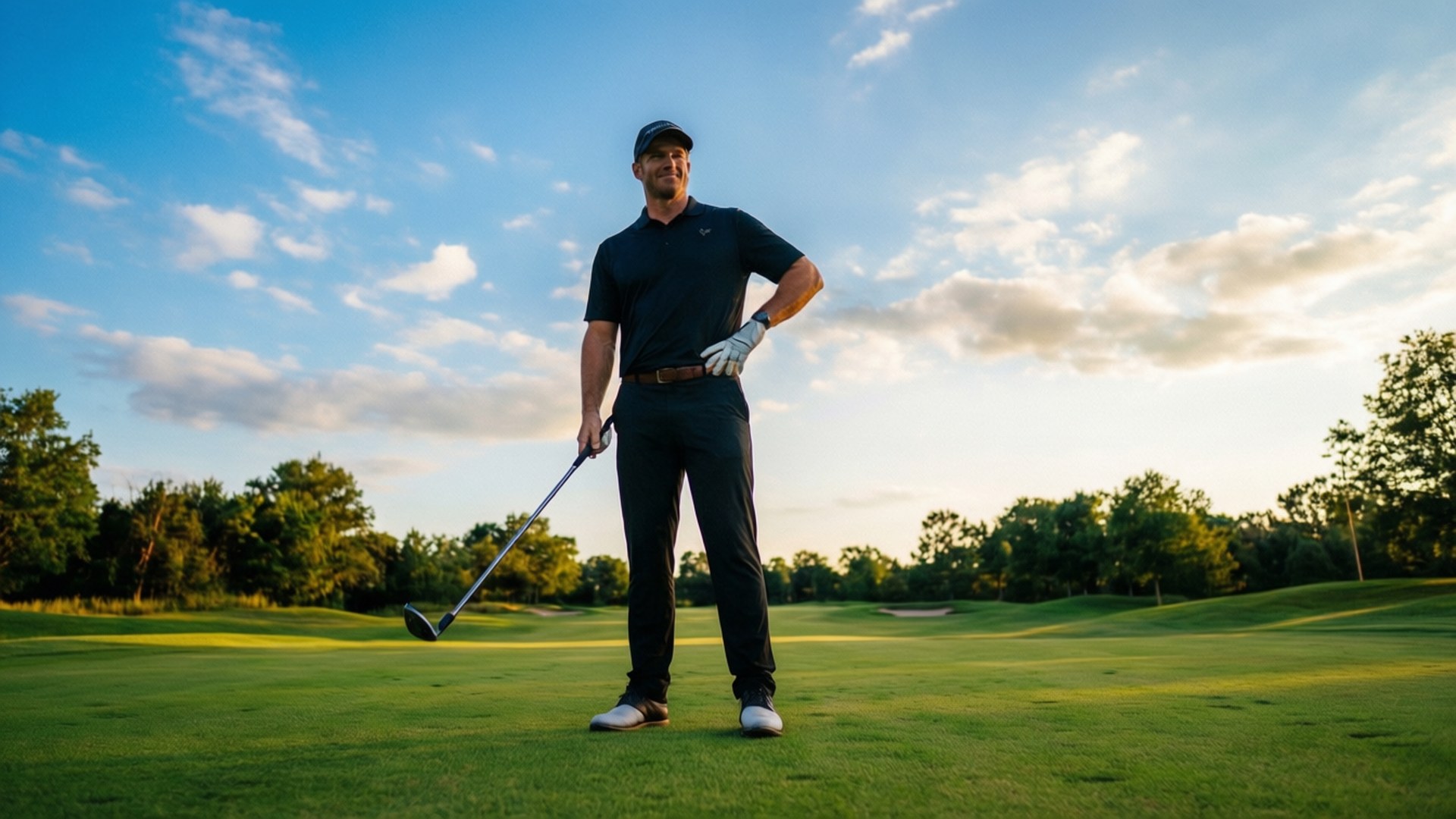 JT Poston, fairway, golden sunlight, Full HD Desktop Wallpaper