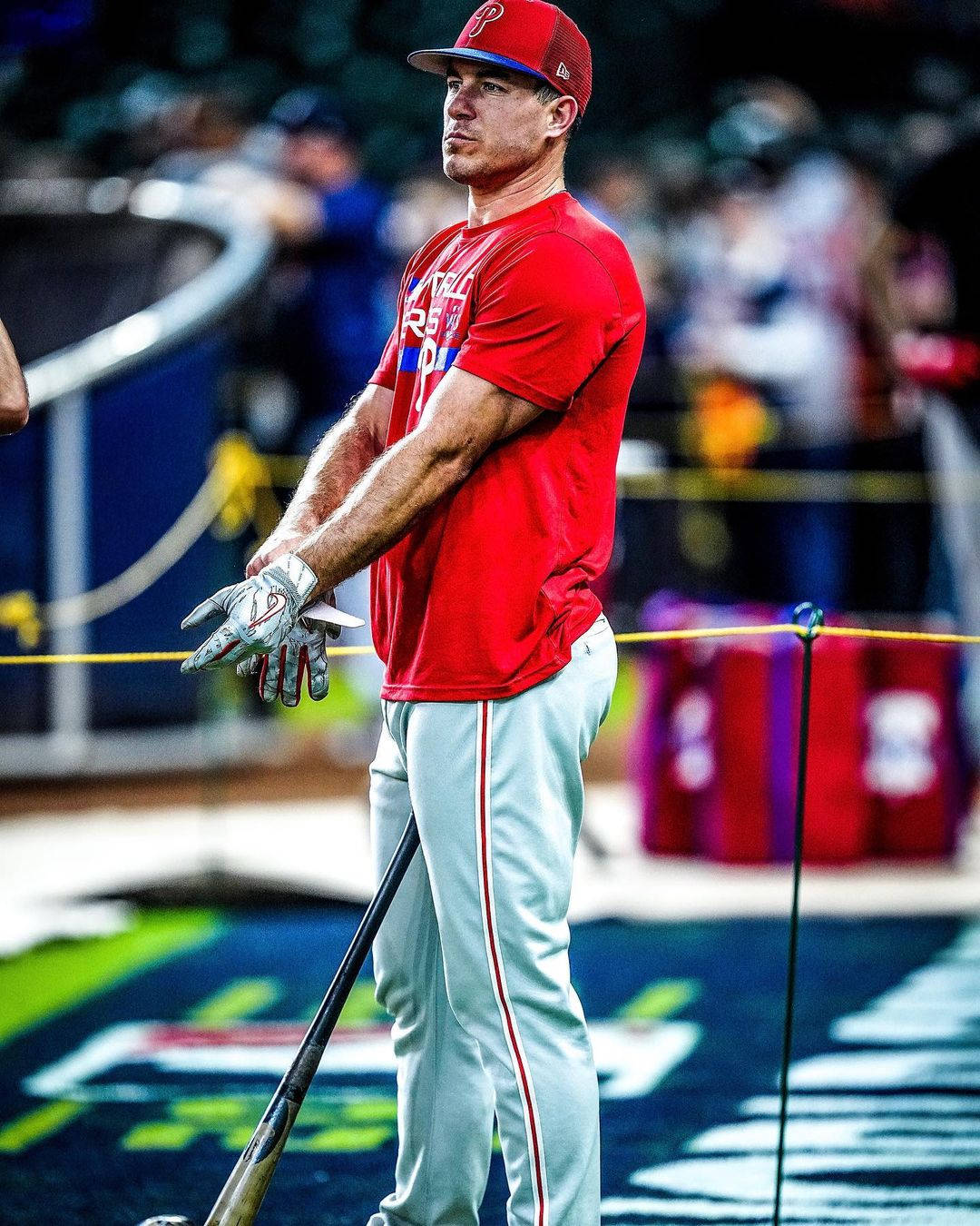 JT Realmuto, bat, red uniform, HD Phone Wallpaper