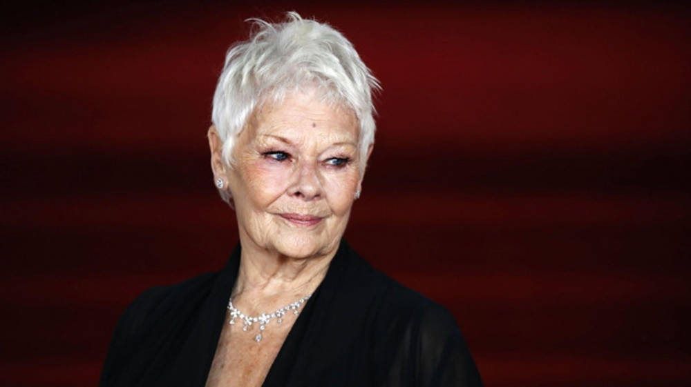 Judi Dench, short white hair, black outfit, SD Desktop Wallpaper