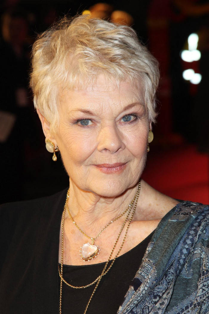 Judi Dench, short blonde hair, blue eyes, SD Phone Wallpaper