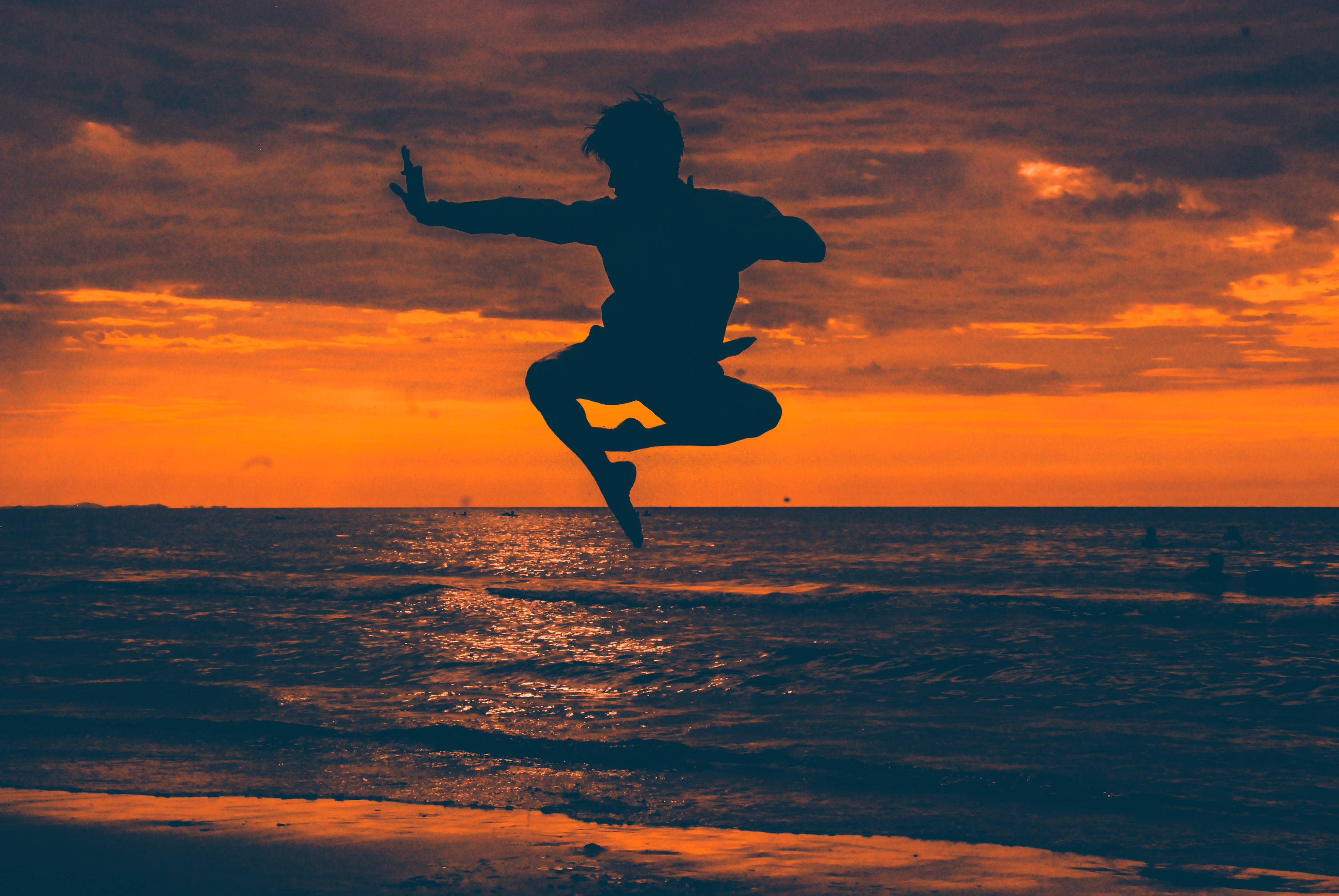 Judo, orange sky, fiery sunset sky, 2K Desktop Wallpaper