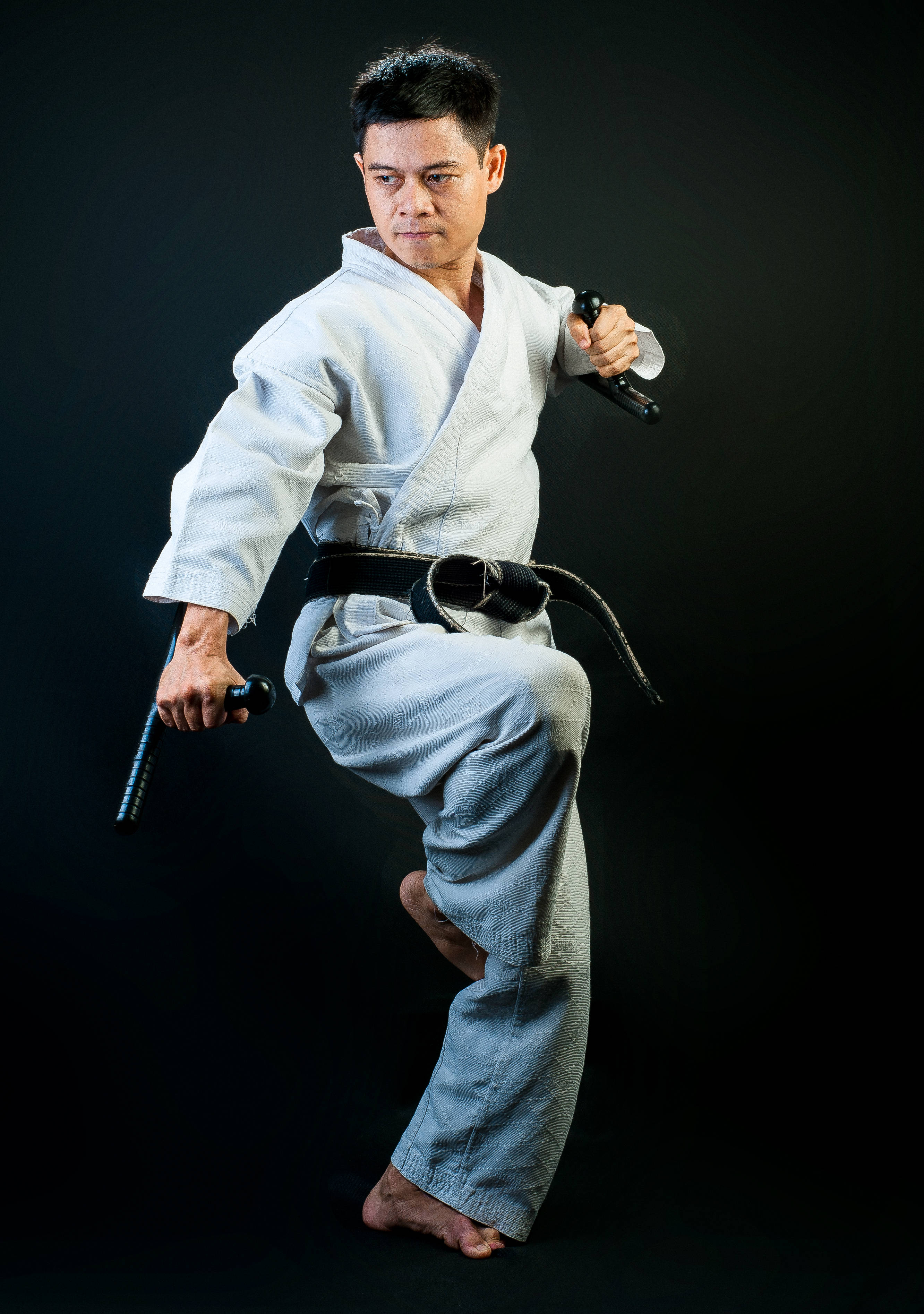 white gi, black belt, stark black background, 2K Phone Wallpaper
