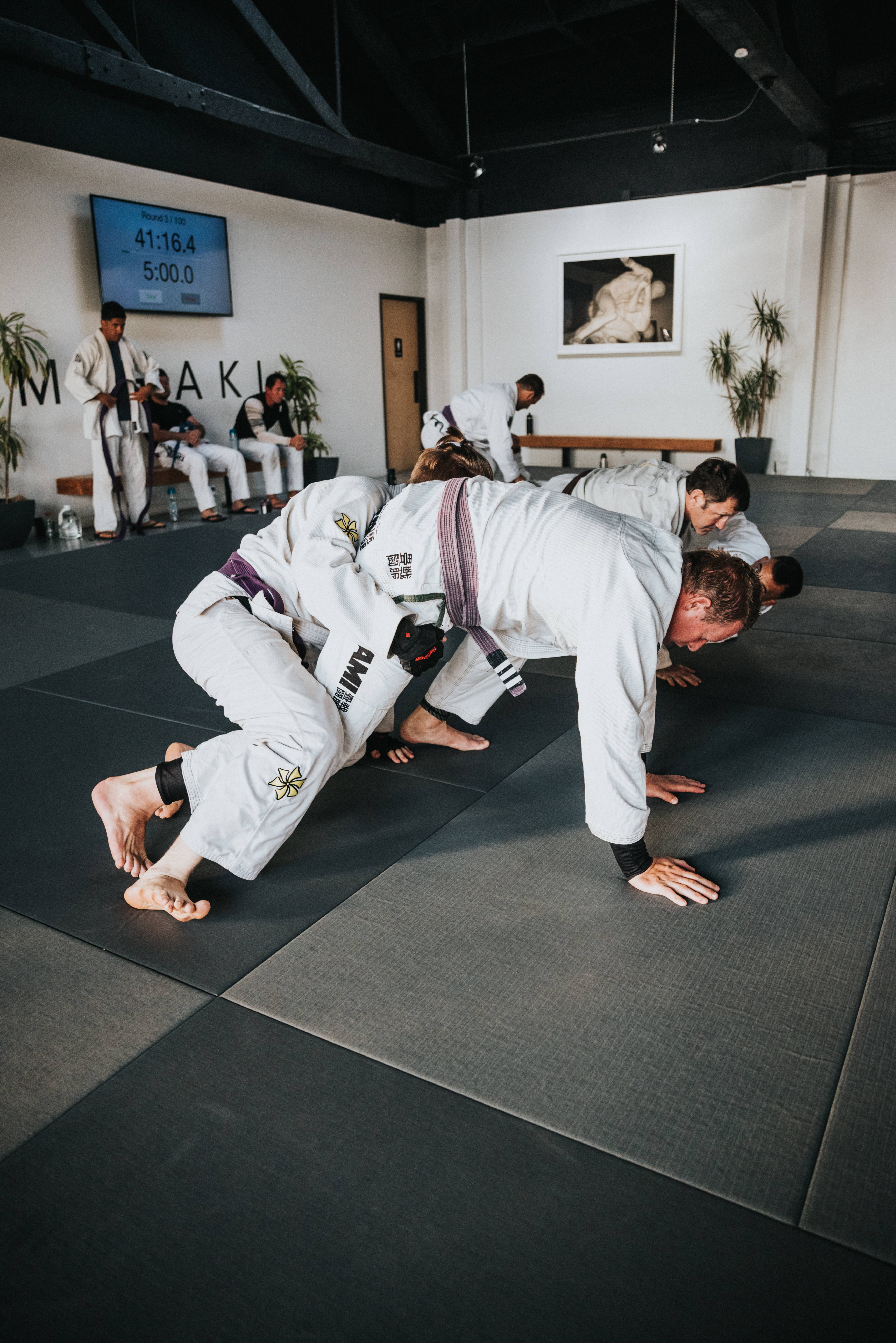 classic judo technique, white gi, dark mats, 8K Phone Wallpaper