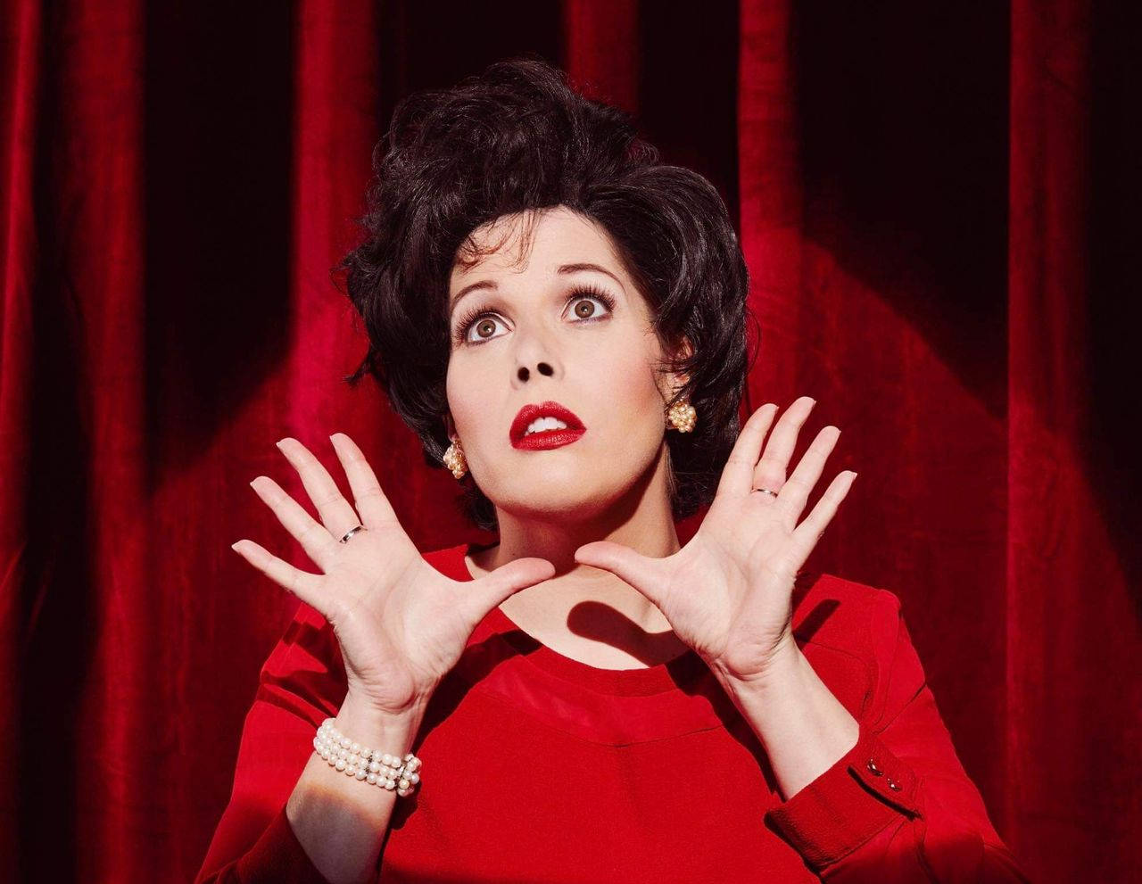 Judy Garland, red dress, pearl bracelet, HD Desktop Wallpaper