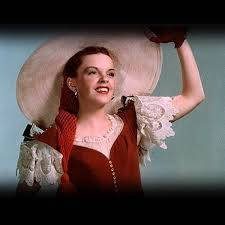Judy Garland, vintage red dress, wide-brimmed hat, SD Desktop Wallpaper